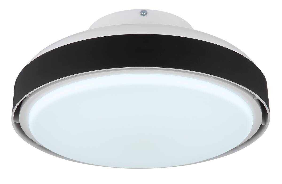 GLOBO LED-Deckenventilator mattschwarz weiß Opal Kunststoff Acryl H/D: ca. 20x45 cm 1 Brennstellen