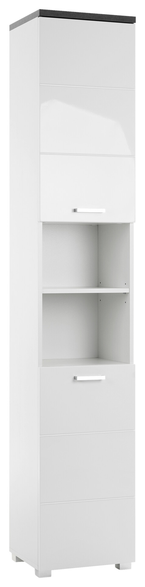 Badhochschrank Praya Dark Concret Nachbildung weiß Hochglanz B/H/T: ca. 36x190x32 cm