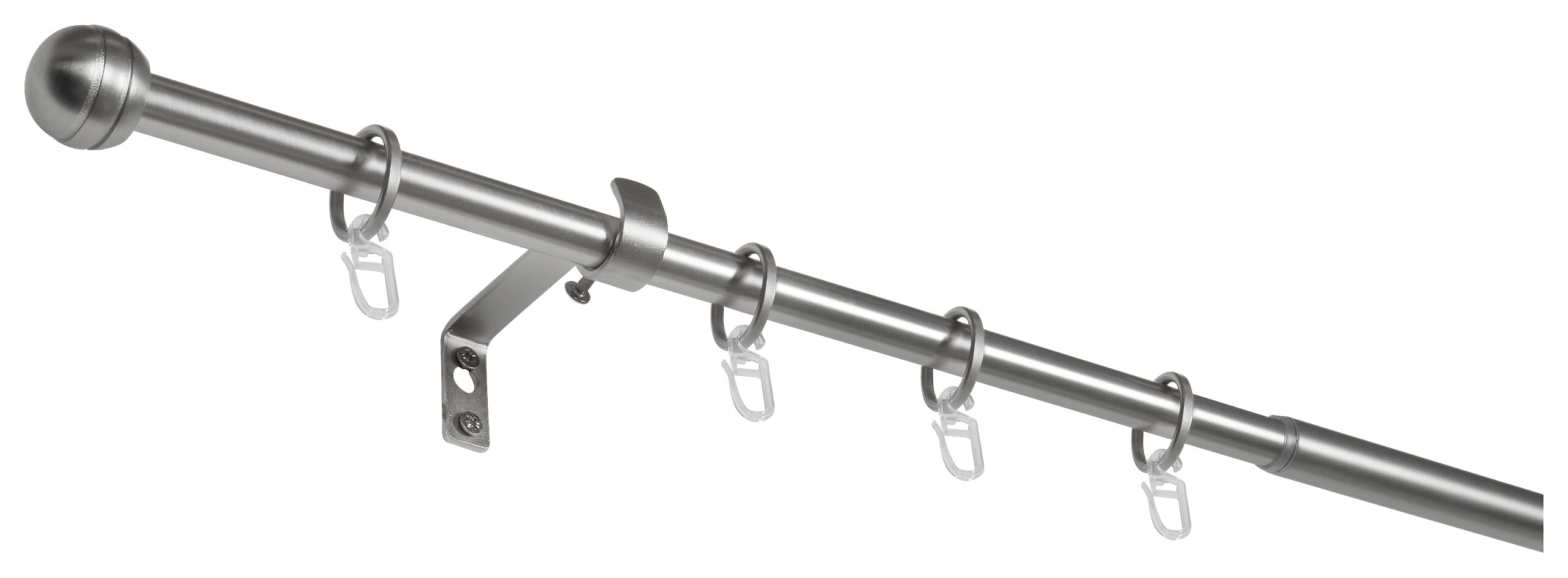 Gardinenstange Edelstahloptik Metall ausziehbar von ca. 120 bis 210 cm 1.0 Läufe