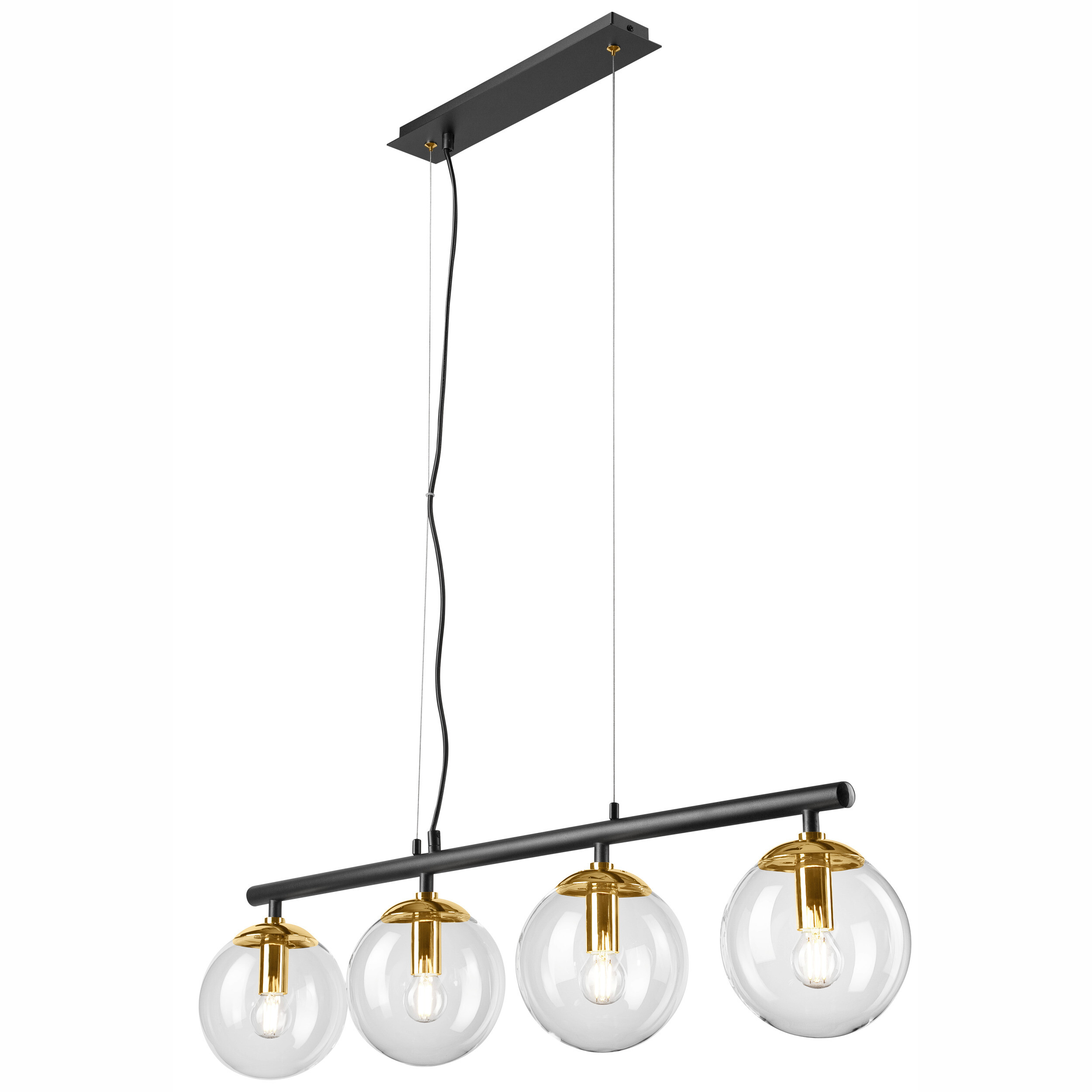 Lamkur Deckenleuchte gold Glas Stahl B/H/L: ca. 12x150x96 cm E14 4 Brennstellen