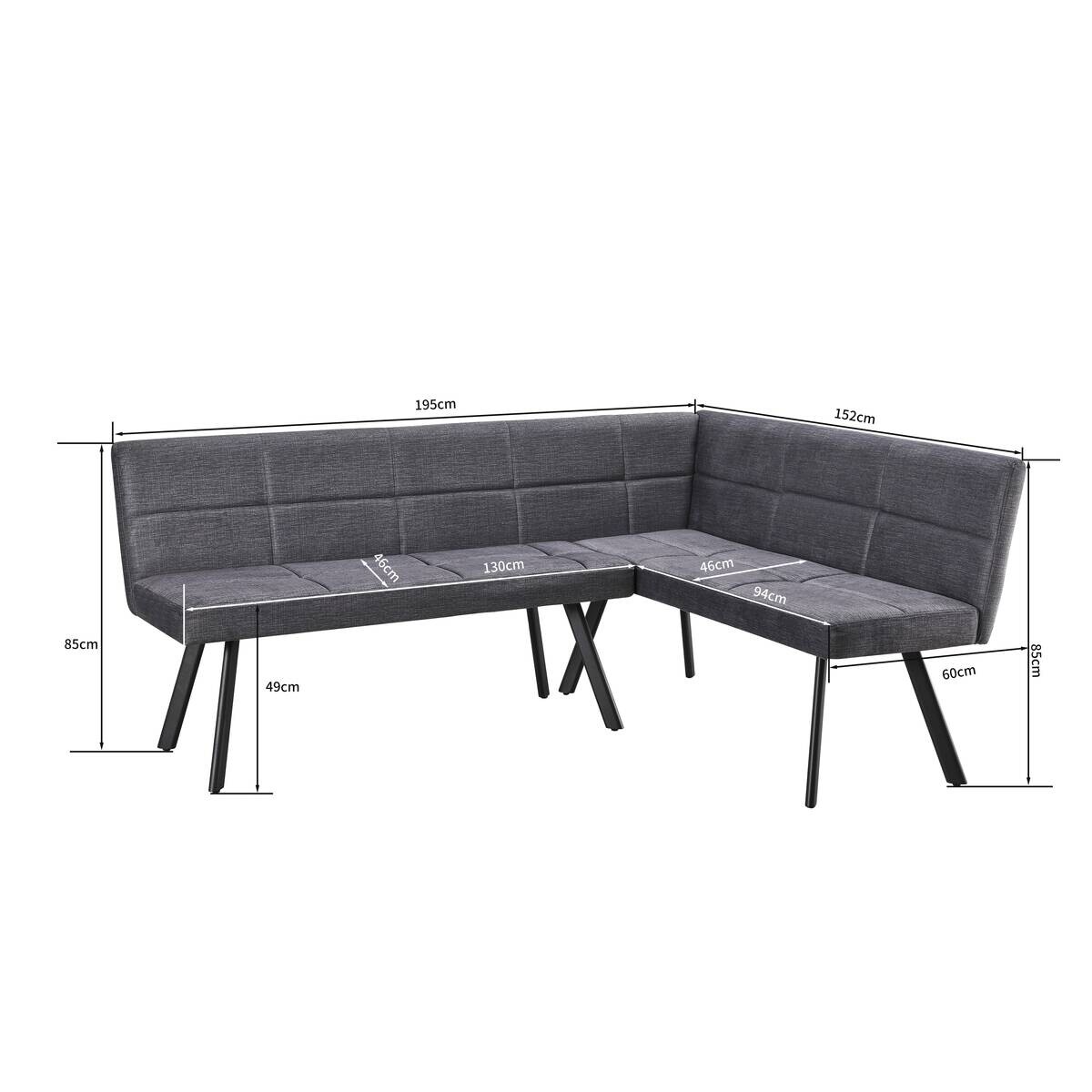 Eckbank Milos grau B/H/T: ca. 195x152x85 cm