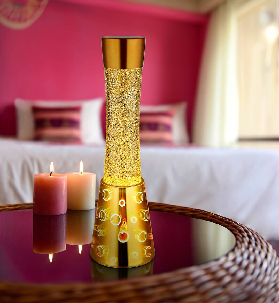 GLOBO LED-Tischleuchte Sparkle gold klar schwarz PVC Glas H/D: ca. 40,6x12,5 cm 1 Brennstellen