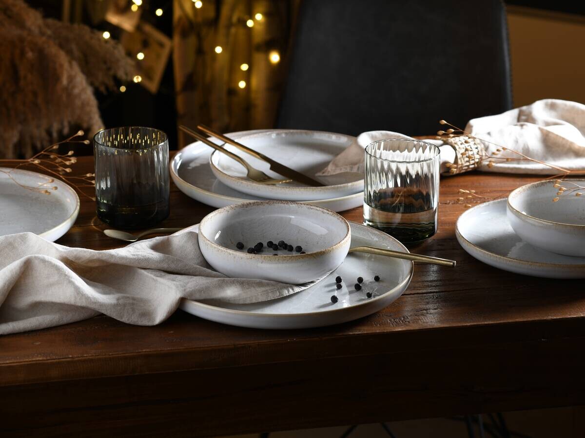 CreaTable Tafelservice Uno weiß Steinzeug 12 tlg.