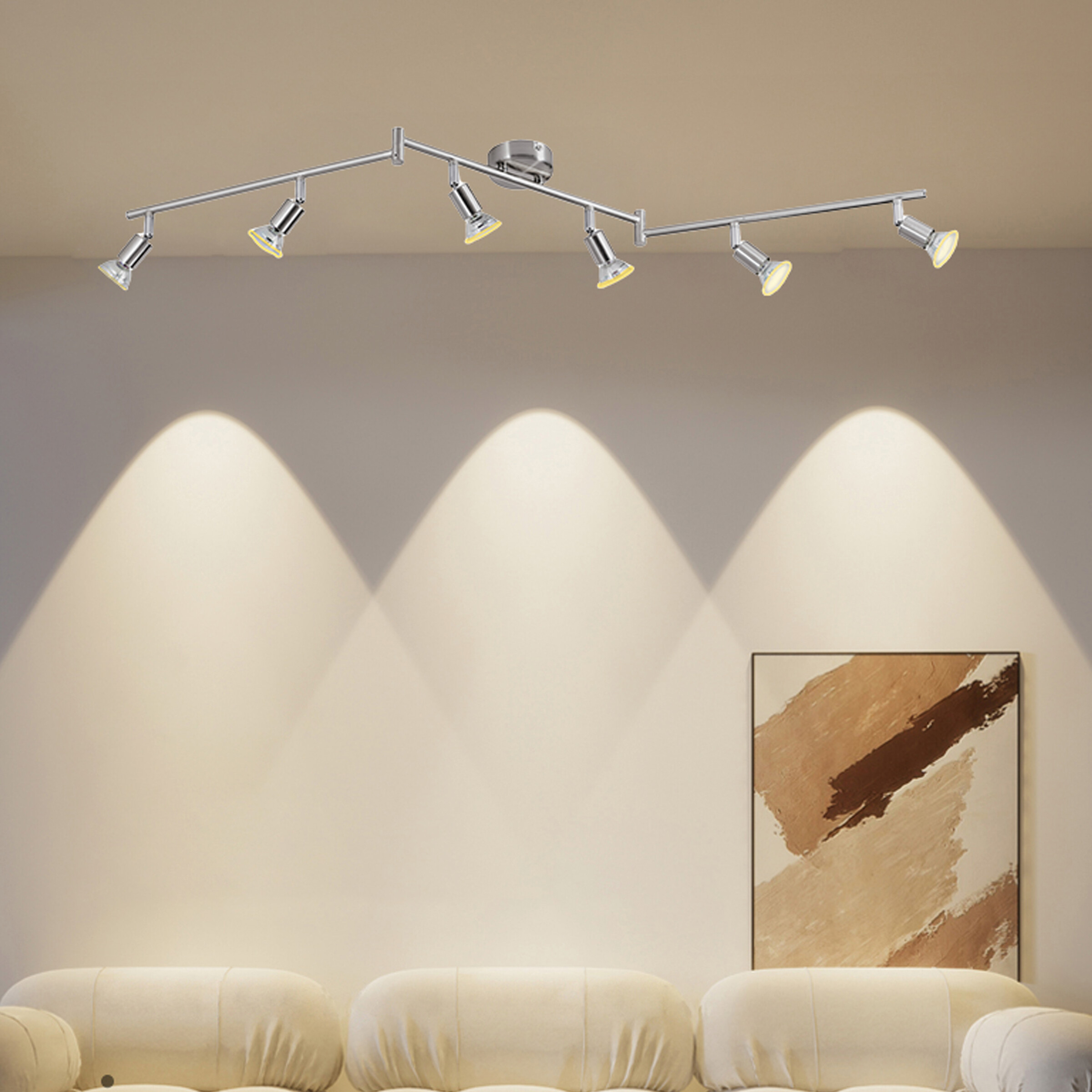 POCOline Spotbalken Boris nickel B/H/L: ca. 120x9x10 cm 6 Brennstellen