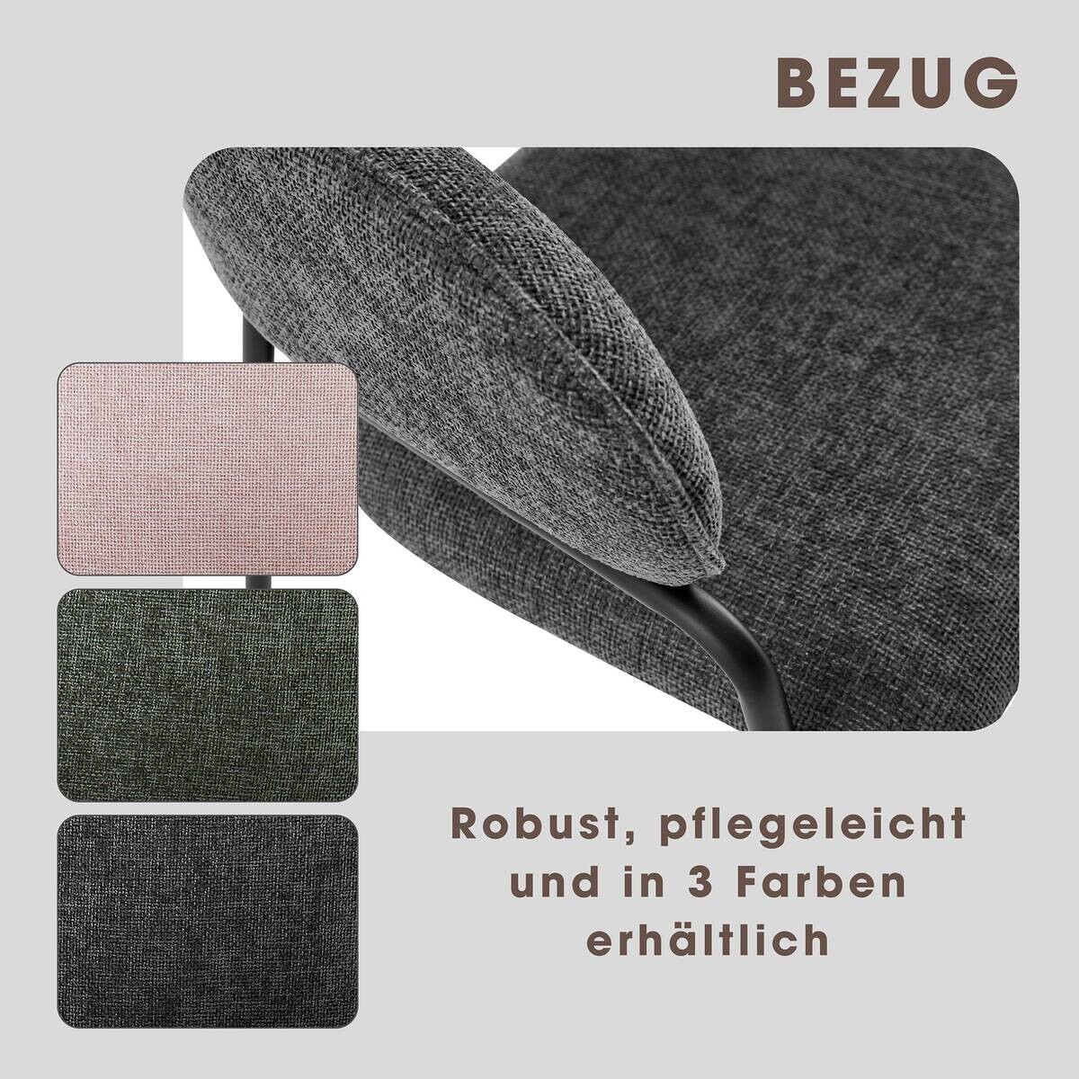 Stuhl CURVE, 2er-Set grau Stoff B/H/T: ca. 60x86x58 cm