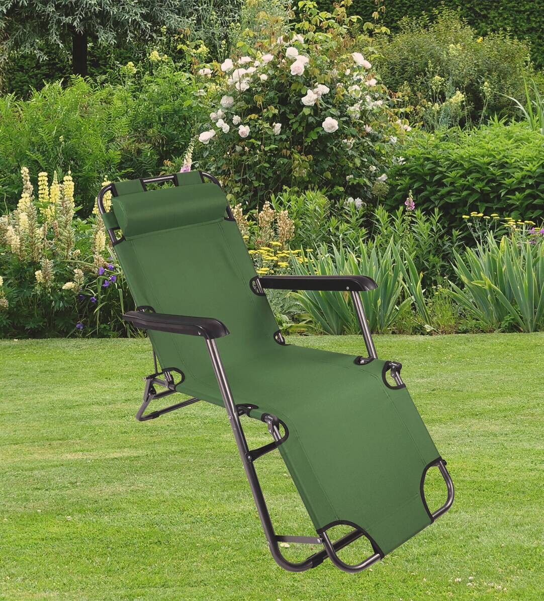 VCM Relaxliege Maltosa grün Stahl