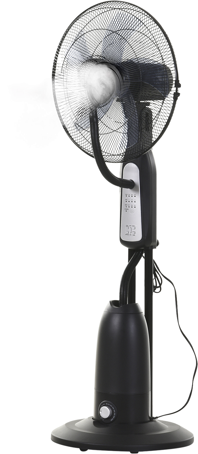HOMCOM Standventilator mit Wasserzerstäuber schwarz Metall Kunststoff H/D: ca. 120x44 cm