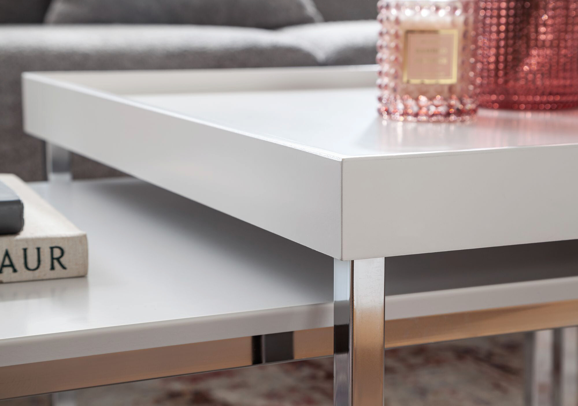 Wohnling Couchtisch 2er-Set. weiß B/H/T: ca. 60x45x110 cm