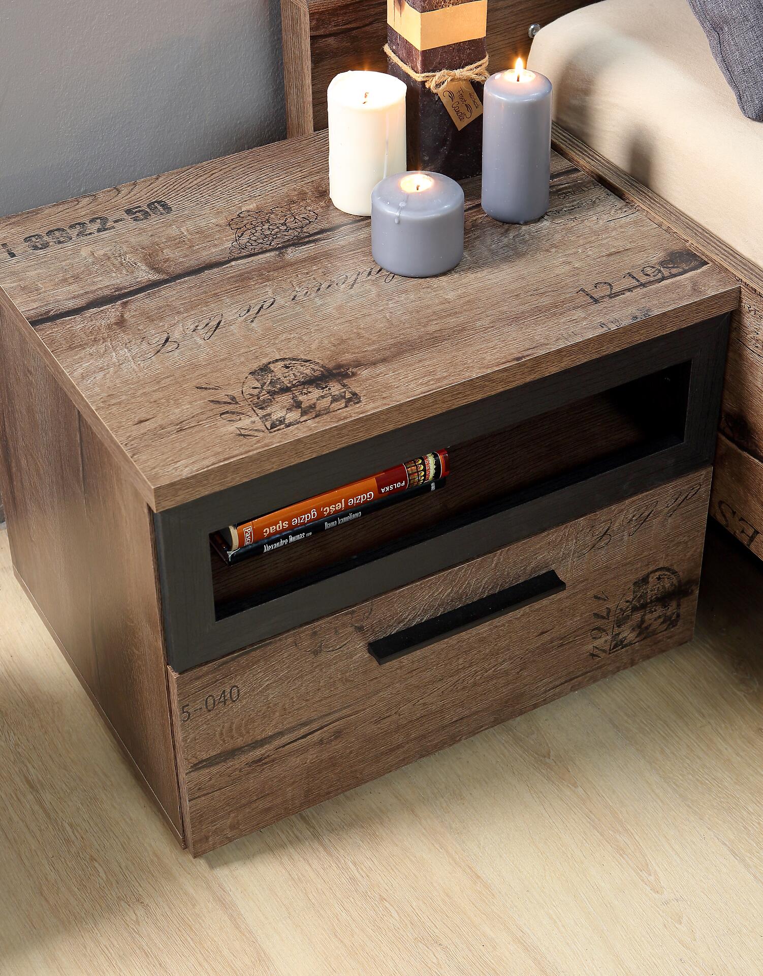 Nachtkonsole  schlamm Eiche Nachbildung B/H/T: ca. 52x40,8x41,3 cm