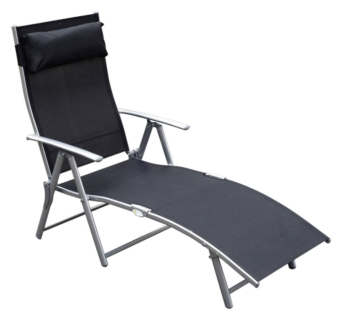 Outsunny Gartenliege schwarz Metall B/H/L: ca. 63,5x100,5x180 cm