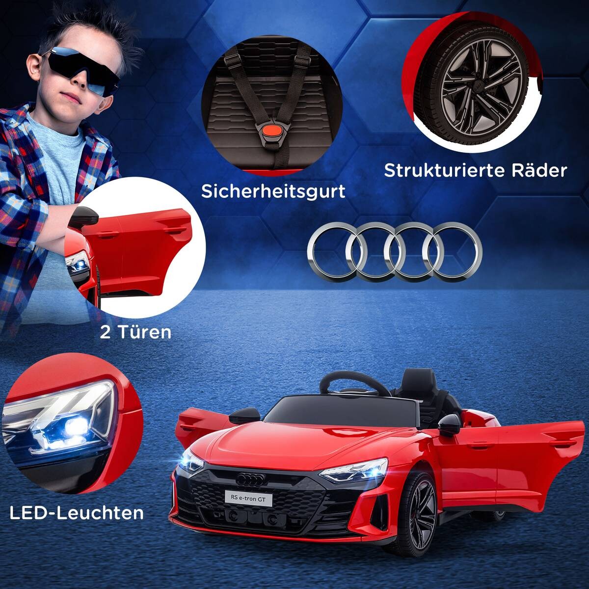 HOMCOM Kinder-Elektroauto rot B/H/L: ca. 58x41x103 cm