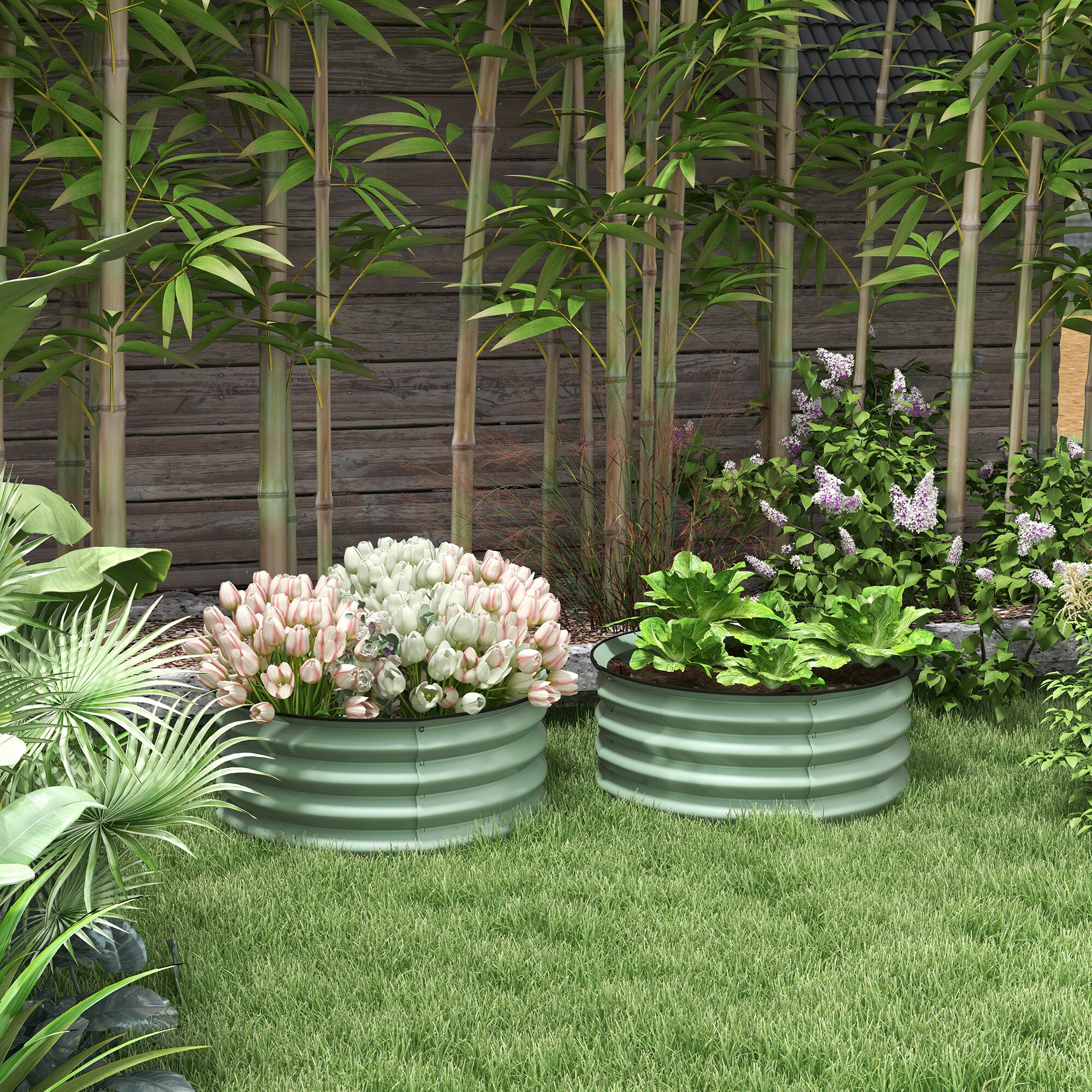 Outsunny Hochbeet-Set grün Stahl B/H/L: ca. 60x30x60 cm