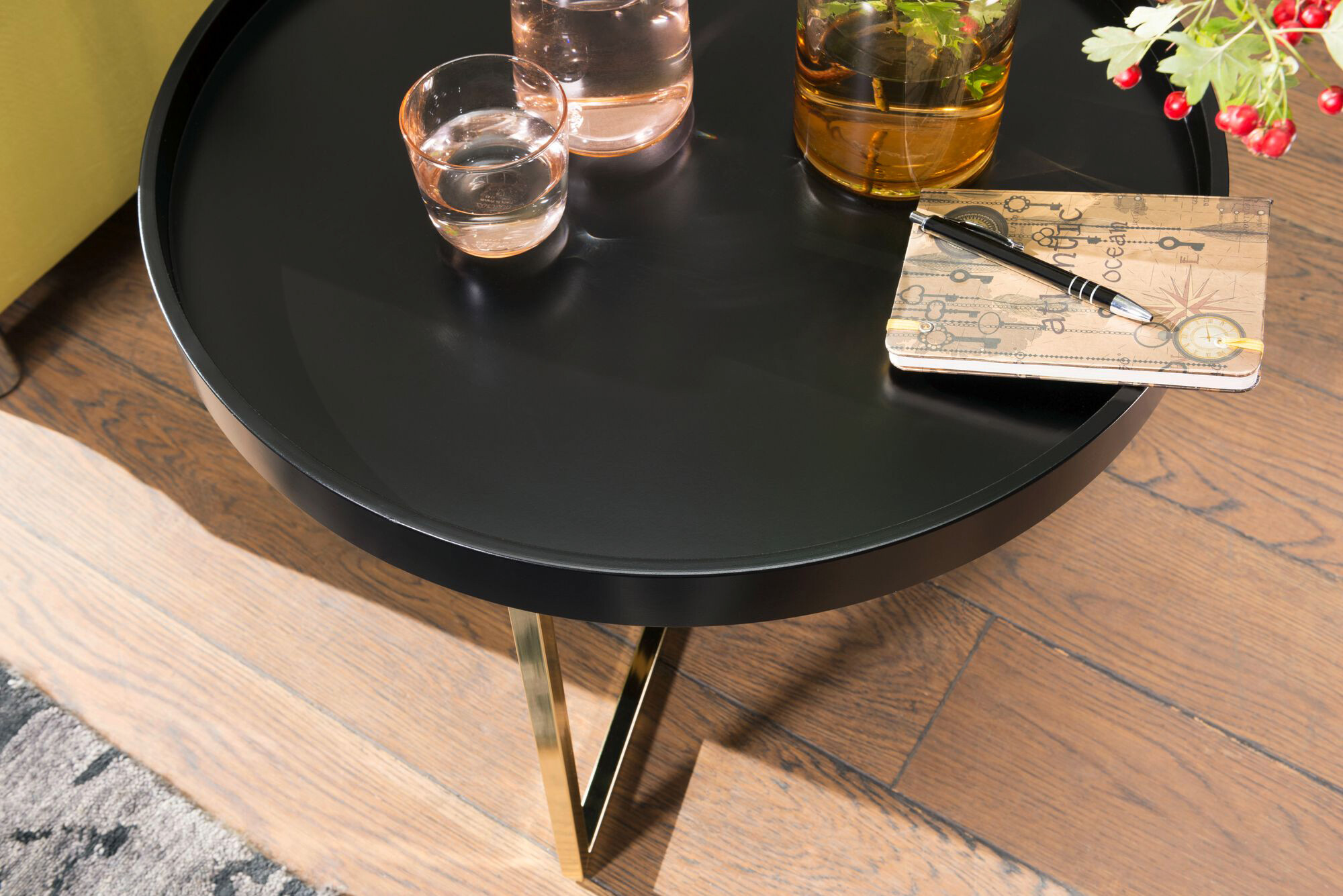 Wohnling Couchtisch schwarz gold B/H/T: ca. 0x42x0 cm