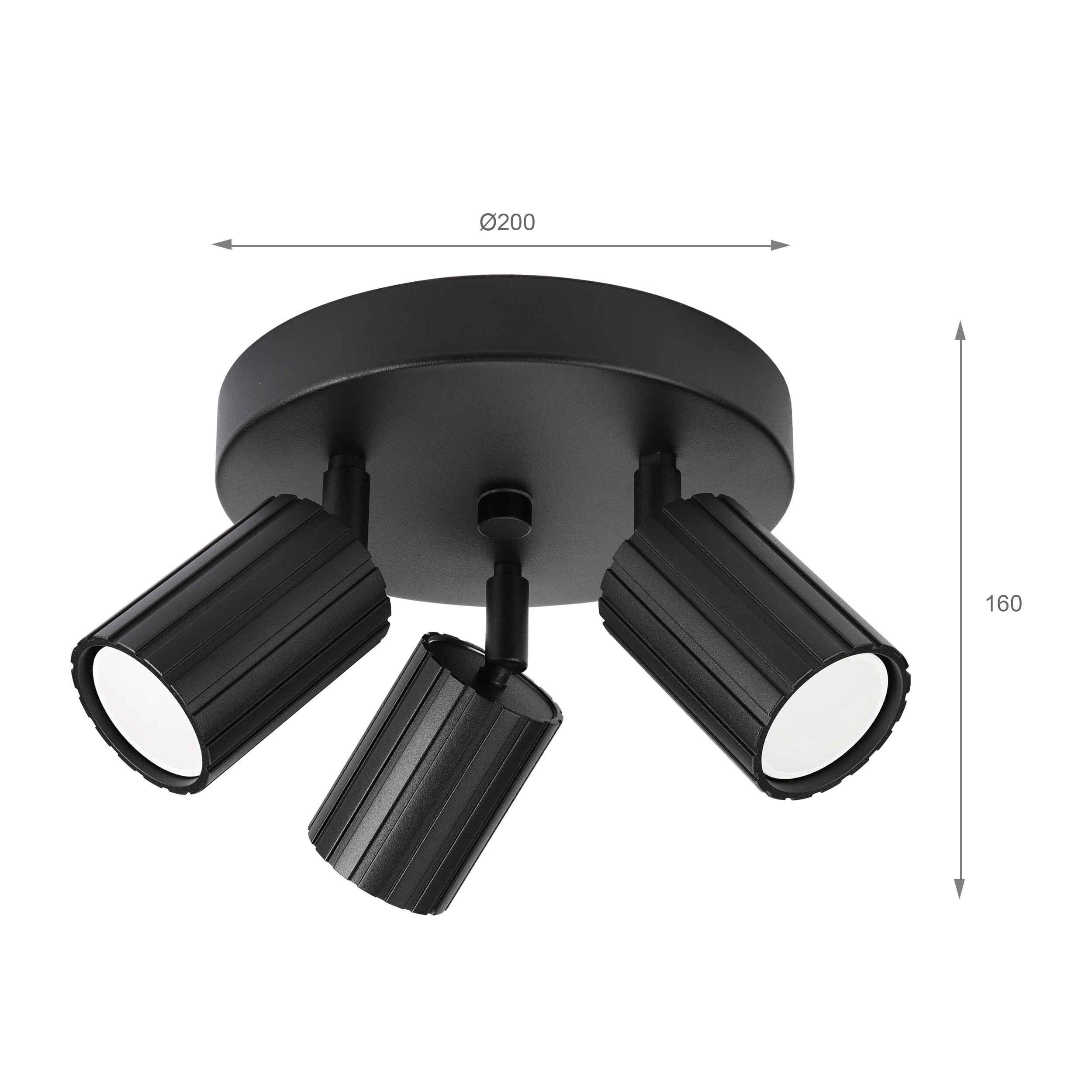 Lamkur Strahler Prisma schwarz Stahl B/H/L: ca. 18x19,5x18 cm 3 Brennstellen