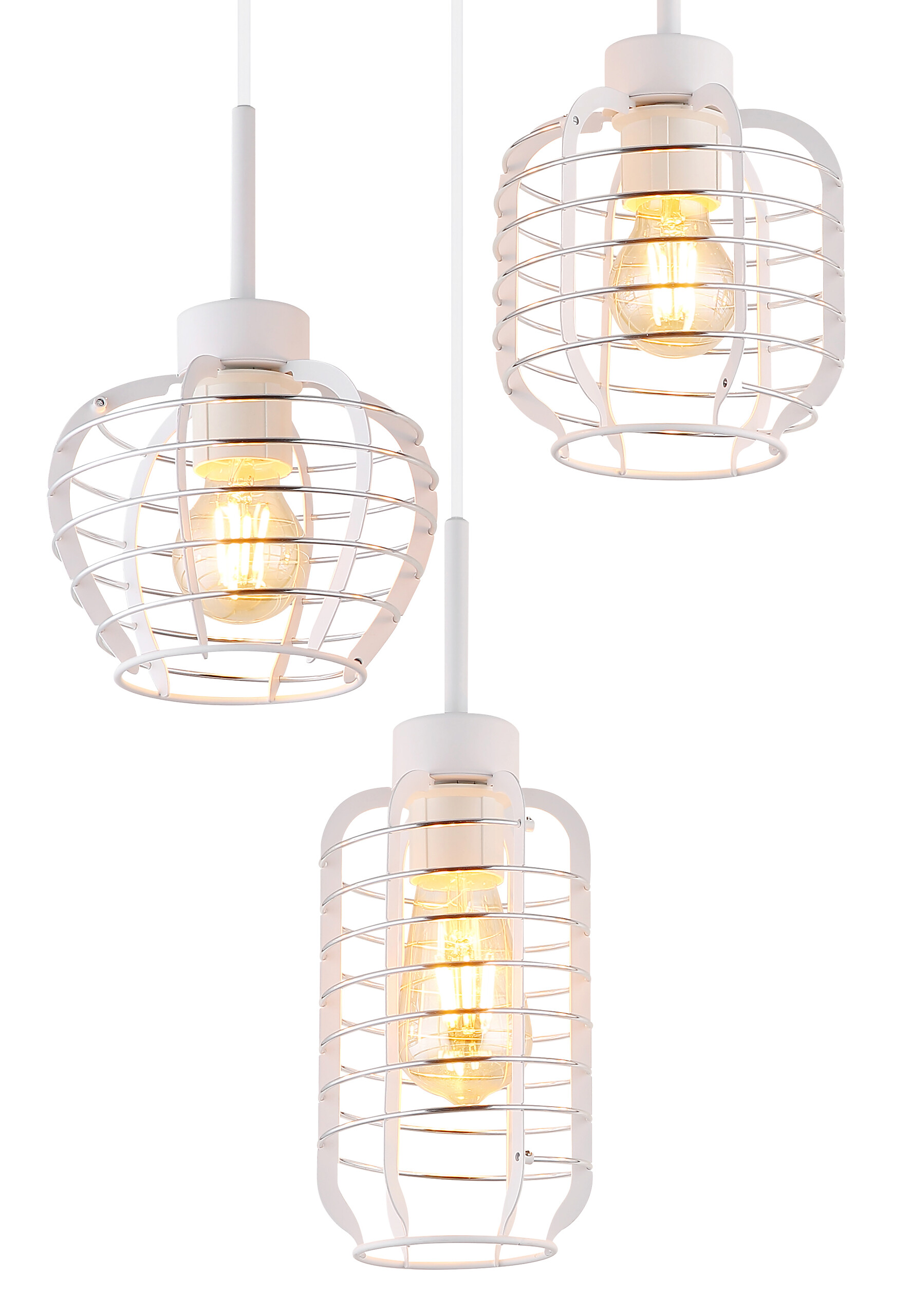 GLOBO Hängeleuchte weiß Chrom Aluminium Metall B/H/L: ca. 37x39,5x37 cm E27 3 Brennstellen