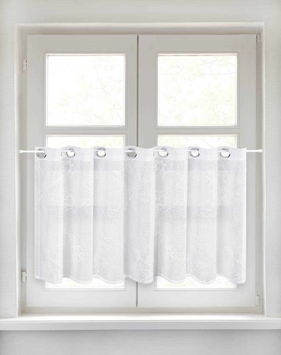 Happy Home Scheibengardine Blumen weiß B/L: ca. 150x50 cm