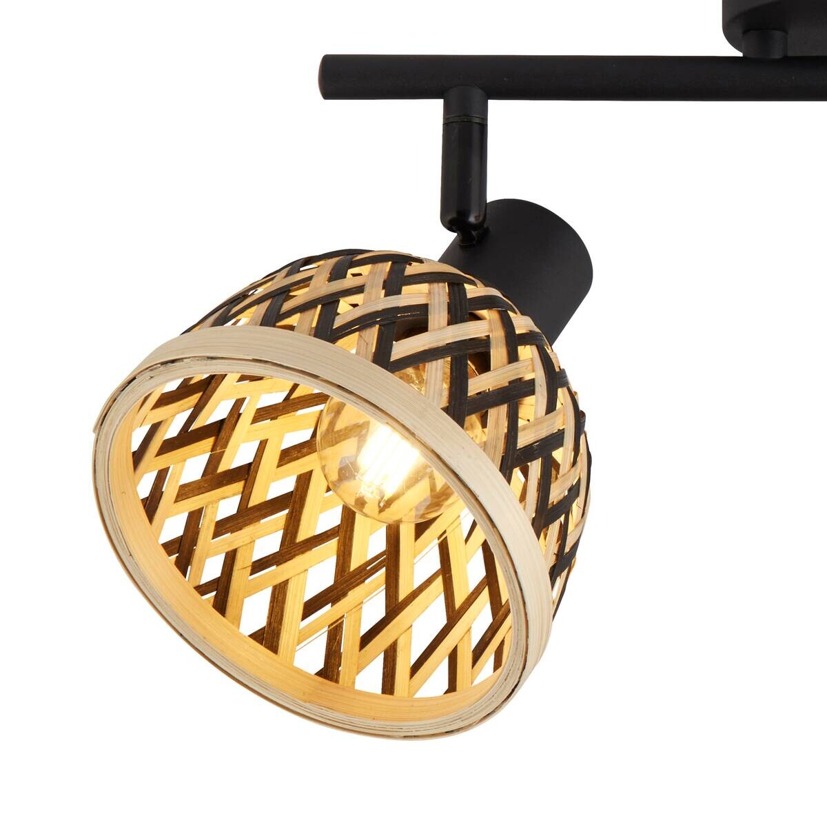 Searchlight Strahler Lance schwarz Stahl Bambus B/H/L: ca. 13x22x45 cm E14 2 Brennstellen