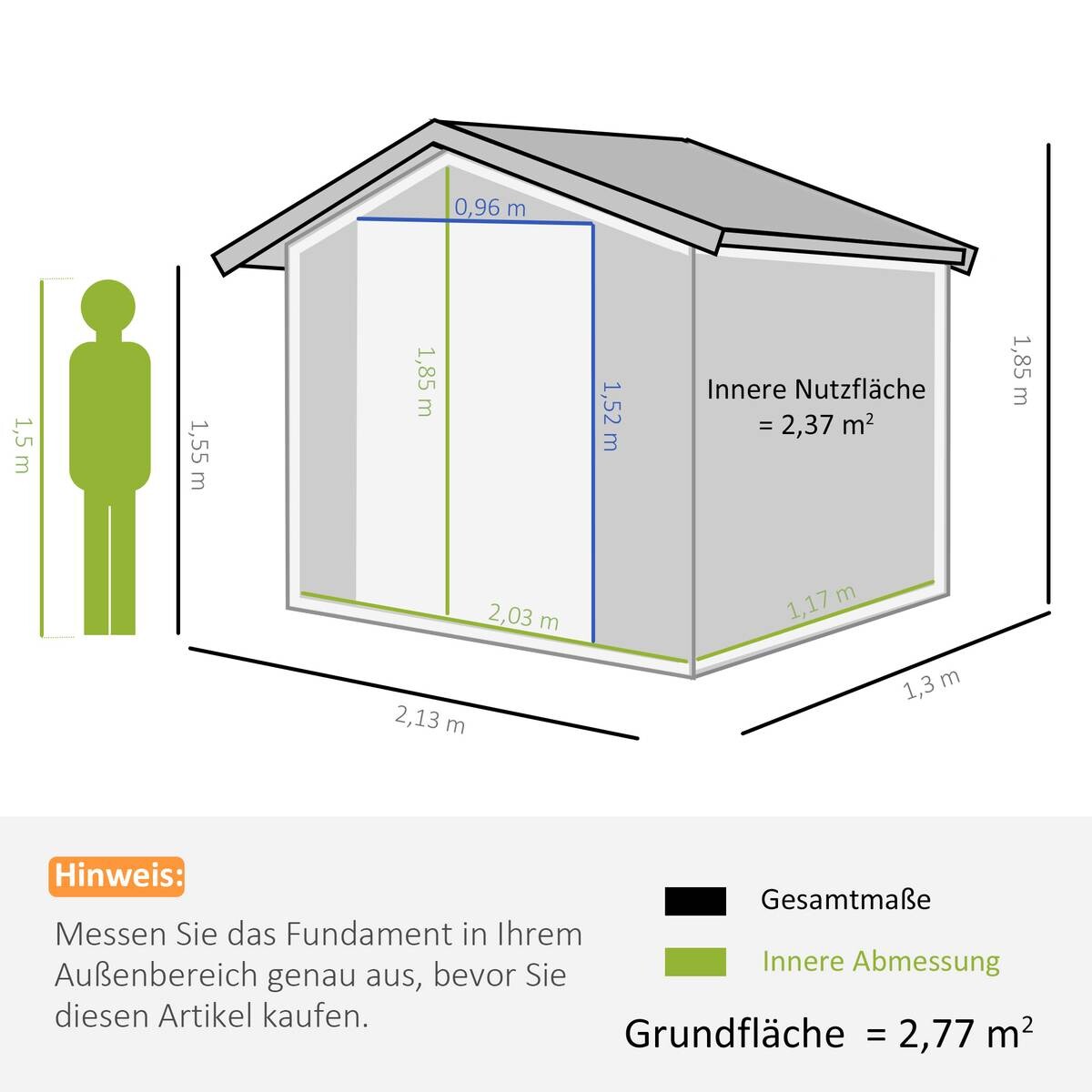 Outsunny Gartenhaus grau B/H/L: ca. 130x185x213 cm