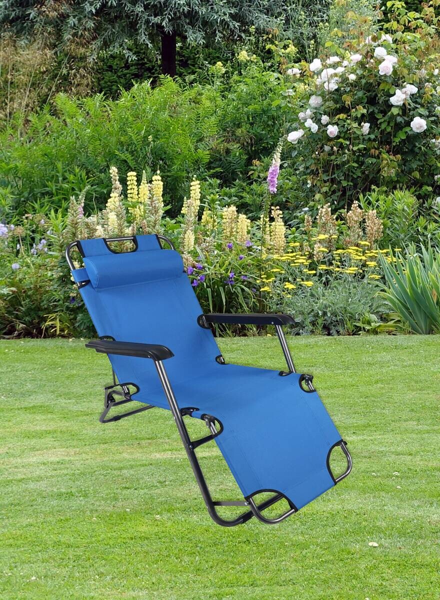 VCM Relaxliege Maltosa blau Stahl