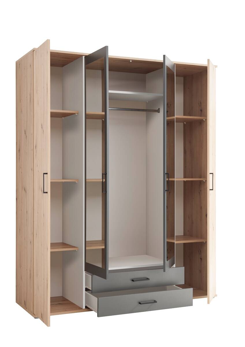 Kleiderschrank Eiche Artisan Nachbildung B/H/T: ca. 159x197x54 cm