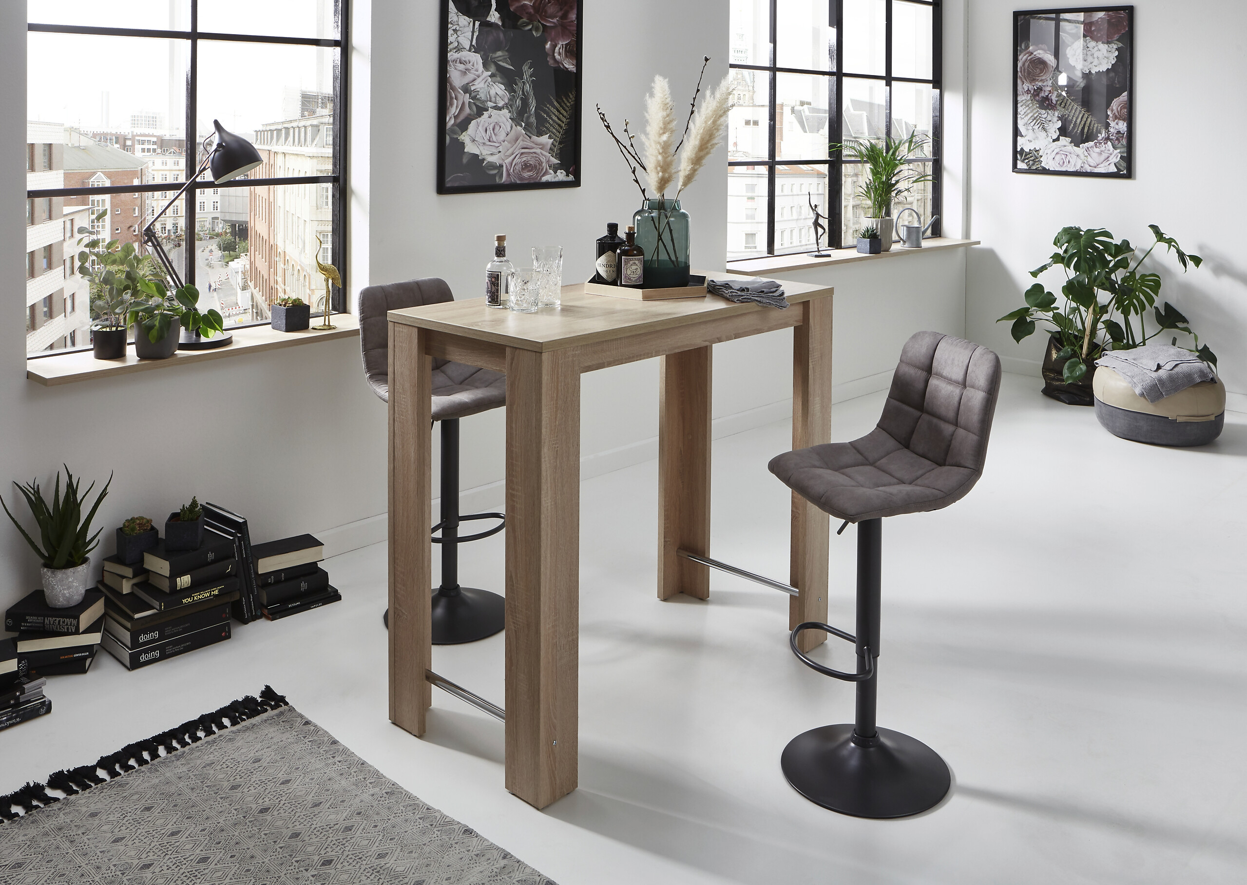 Essgruppe Yvonne Eiche grau Metall B/H/T: ca. 120x108x58 cm Essgruppe Yvonne Eiche grau Metall B/H/T: ca. 120x108x58 cm