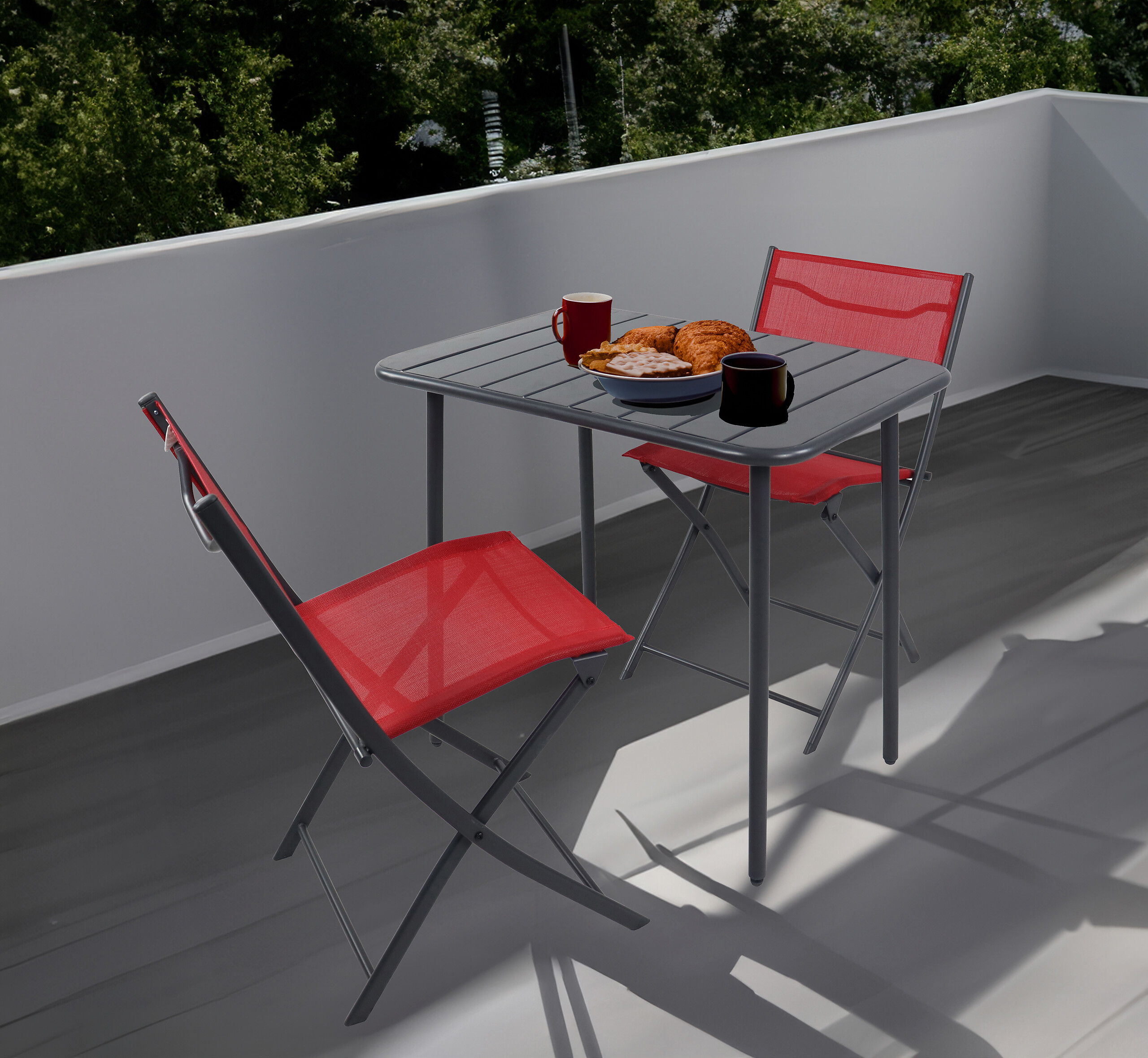 VCM Gartensitzgruppe Sumila rot Stahl B/H/L: ca. 80x72x55 cm