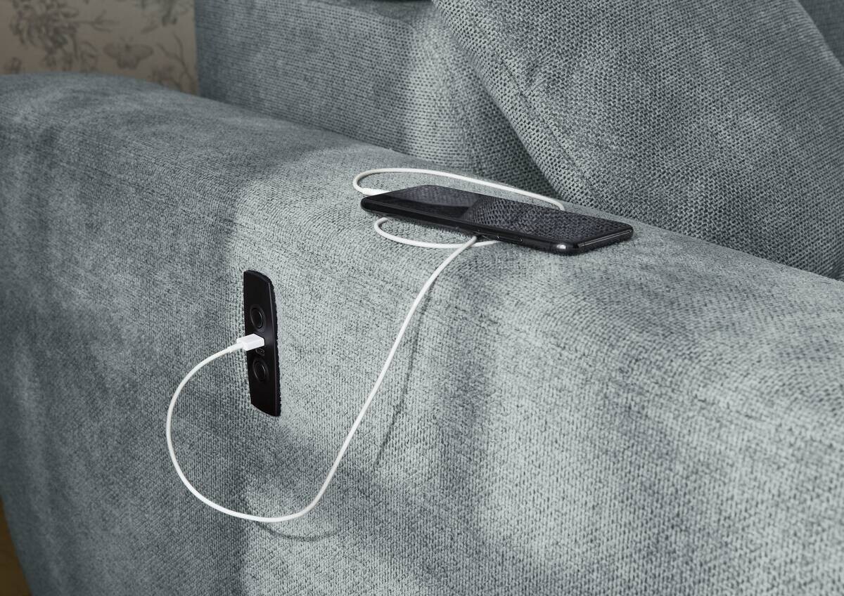 Ecksofa mit elektrischer Sitztiefenverstellung grau Microfaser B/H/T: ca. 296x105x200 cm