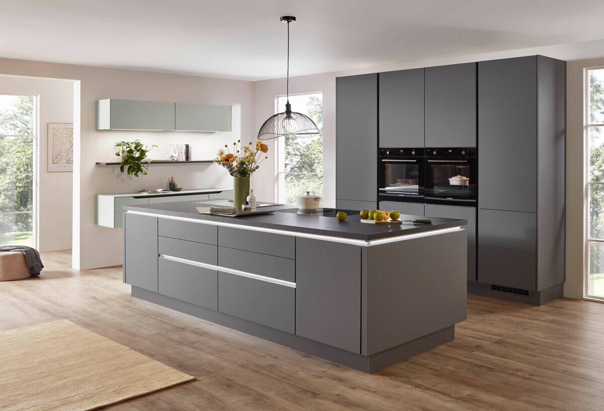 nobilia Doppelblock Senso Schiefergrau Lack Premium Matt B/H/T/L: ca. 310x216x60x248,2 cm