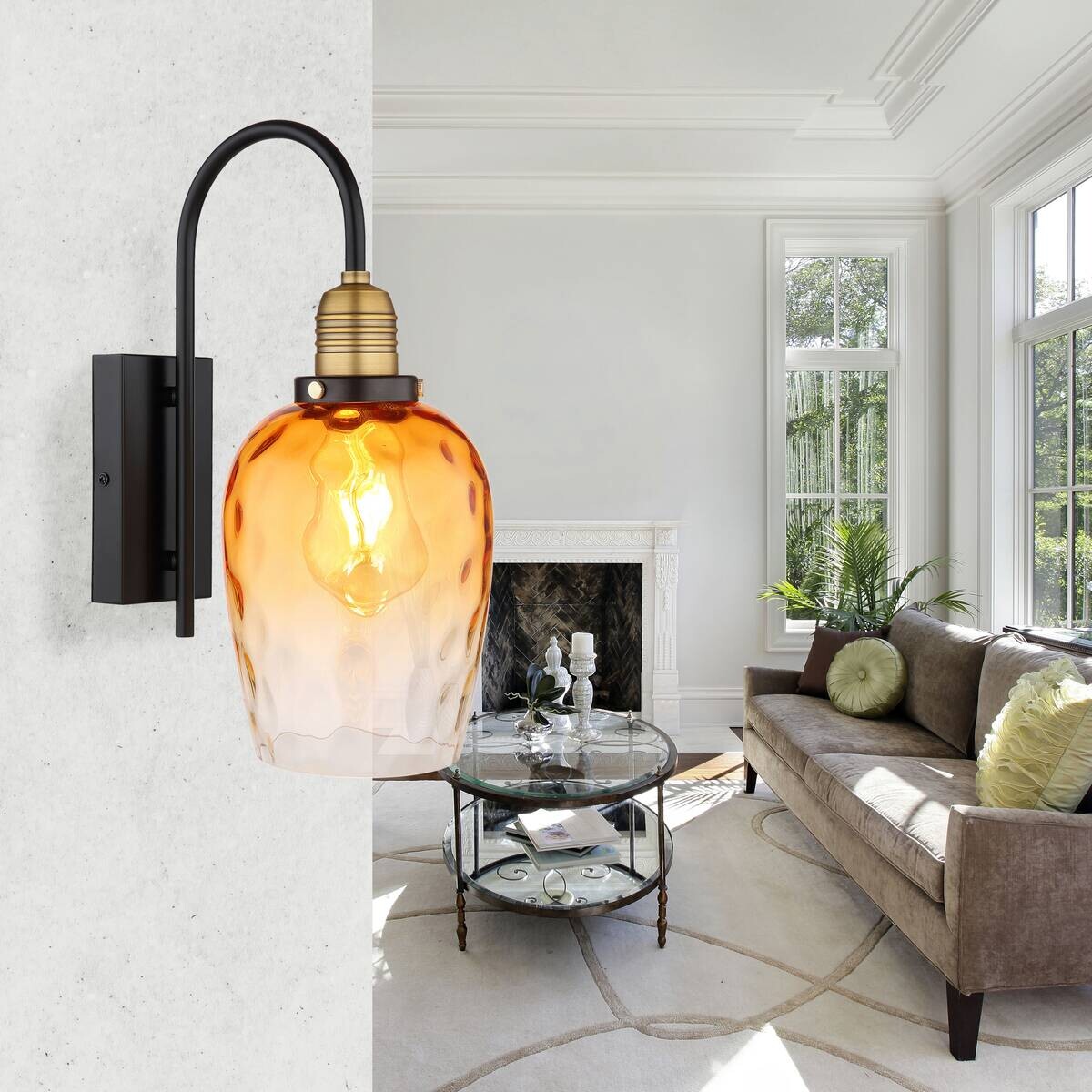 GLOBO Wandleuchte klar schwarz Metall B/H: ca. 15x35 cm E27 1 Brennstellen