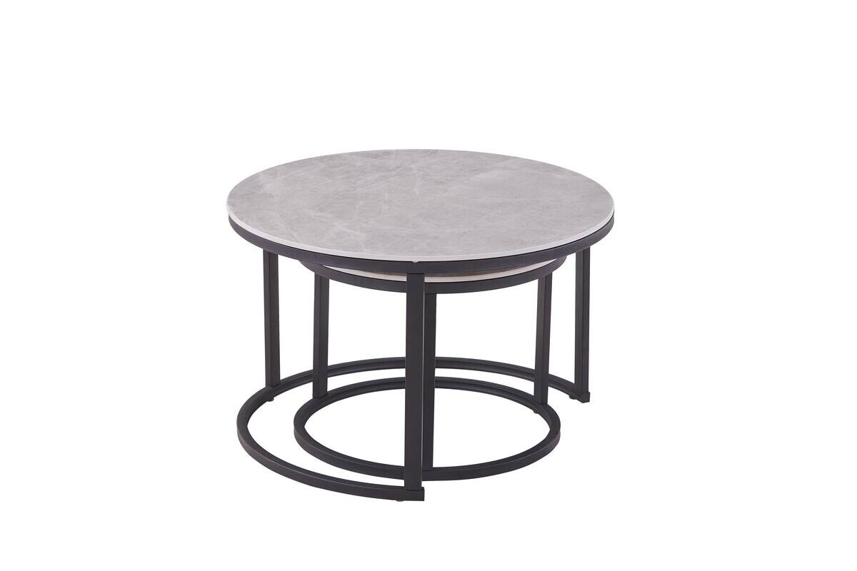 Couchtisch C680G-Couple grau schwarz Keramik Metall B/H: ca. 70x45 cm