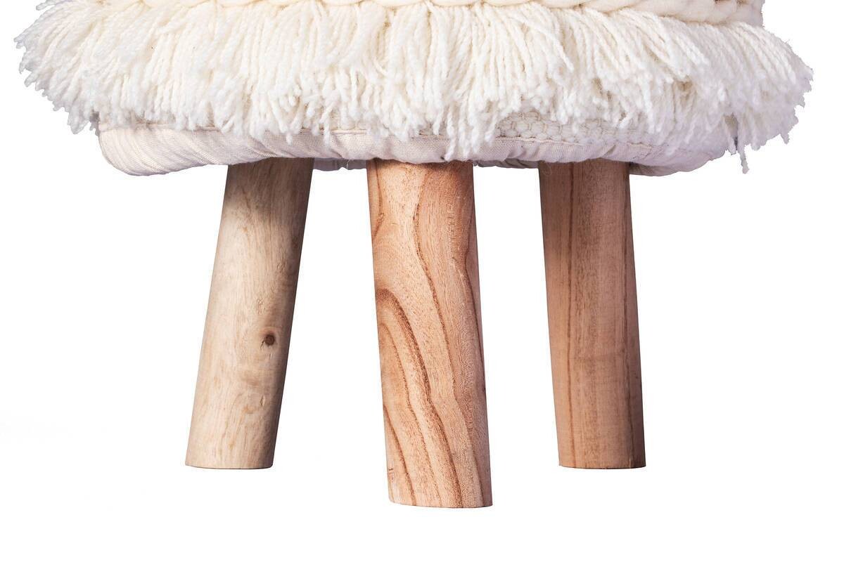 360 Living Hocker Bohist 500 creme Baumwolle Holz H/D: ca. 50x38 cm