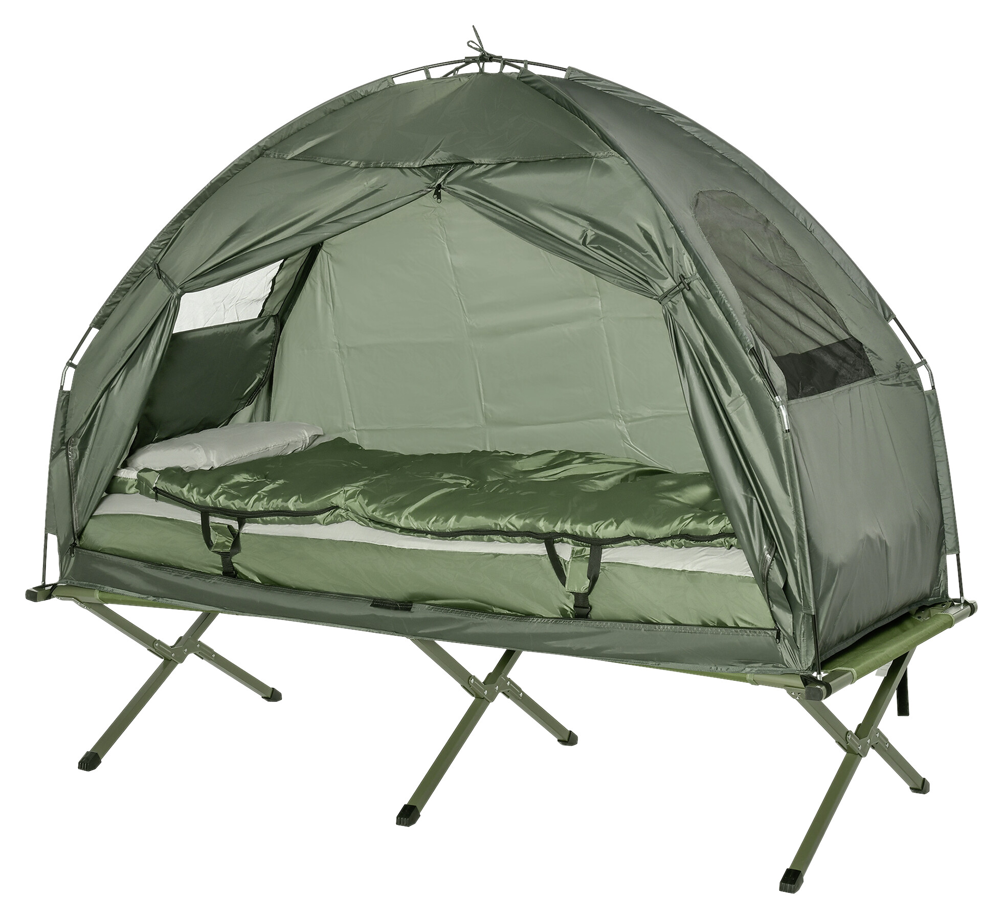 Outsunny Campingbett dunkelgrün Polyester-Mischgewebe B/H/L: ca. 78x118x193 cm