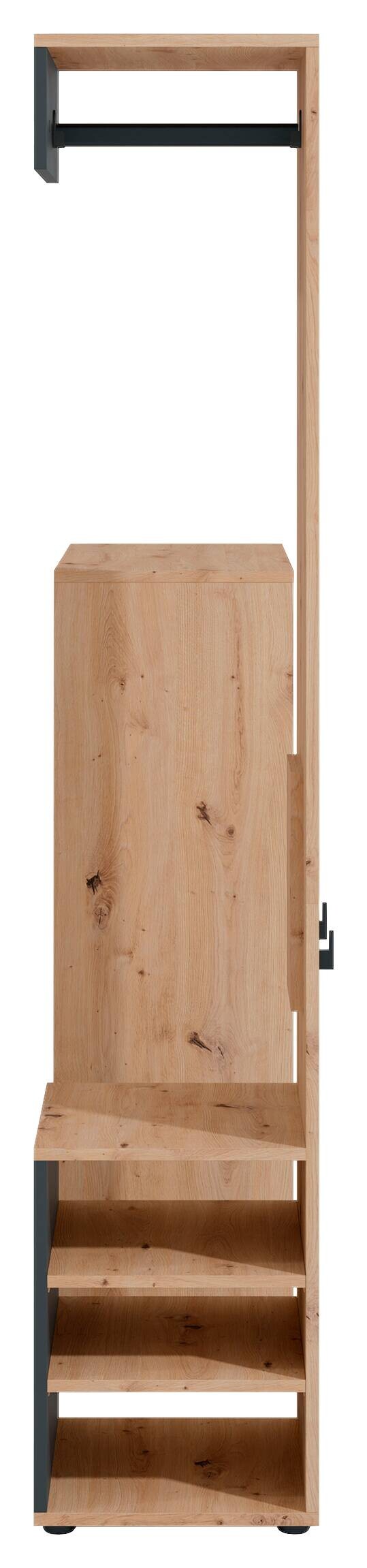 Garderobe Lyon Eiche Artisan Nachbildung schwarz B/H/T: ca. 70x115x33,5 cm