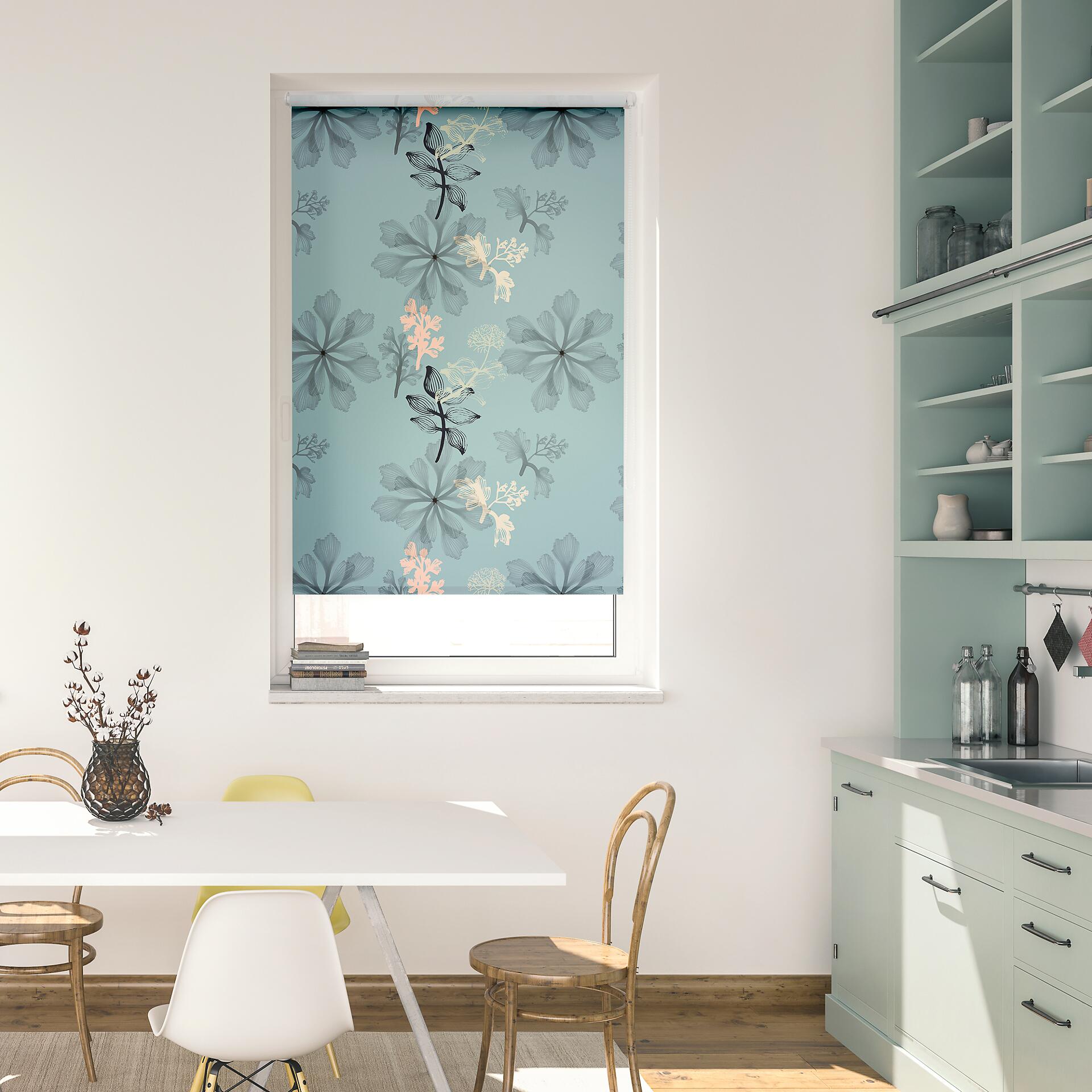 LICHTBLICK Rollo Aqua Floral blau B/L: ca. 60x150 cm