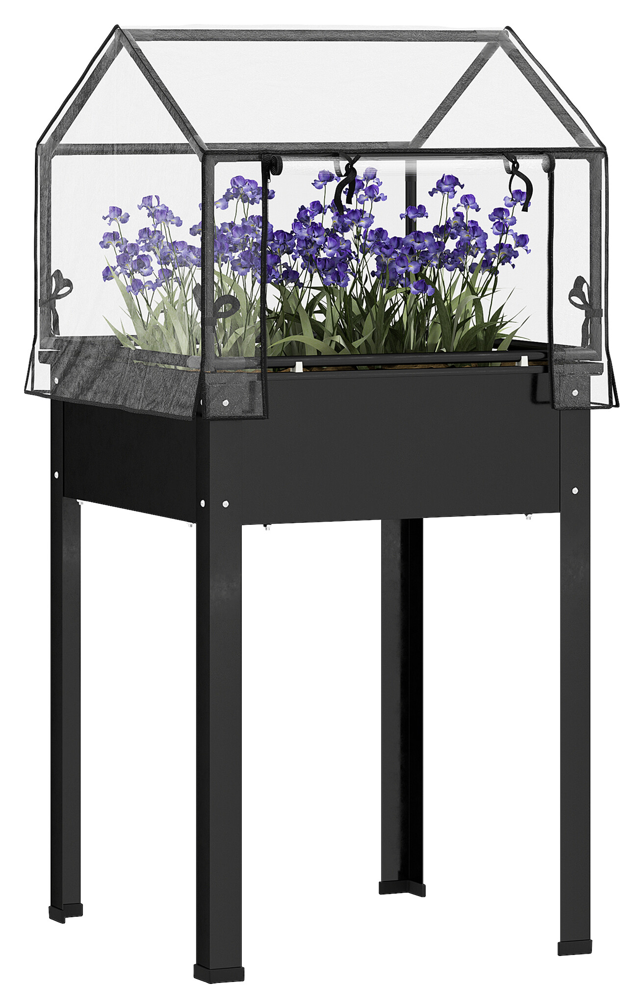 Outsunny Hochbeet schwarz Stahl B/H/L: ca. 60x120x60 cm