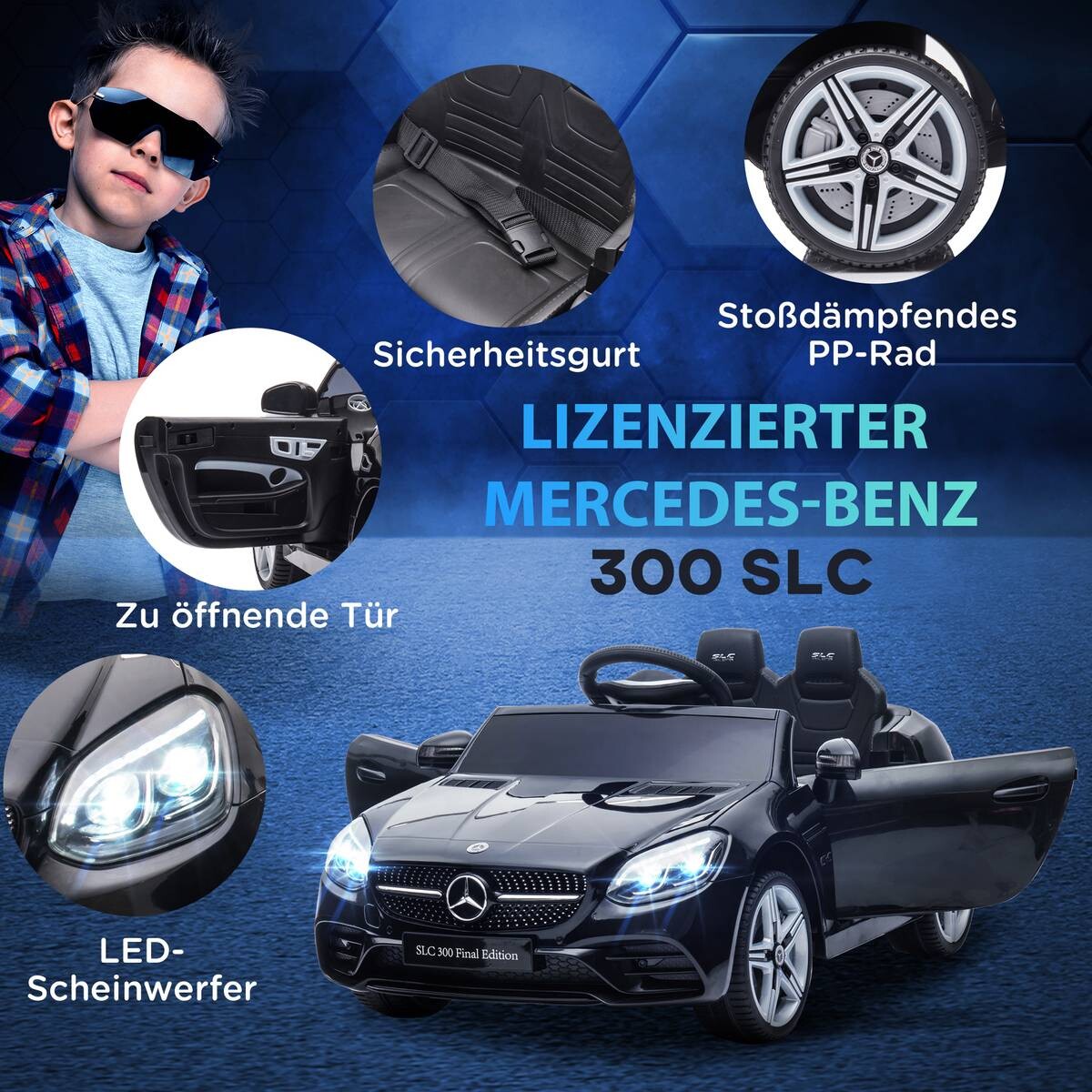 AIYAPLAY Kinder-Elektroauto schwarz B/H/L: ca. 62,5x44x107 cm