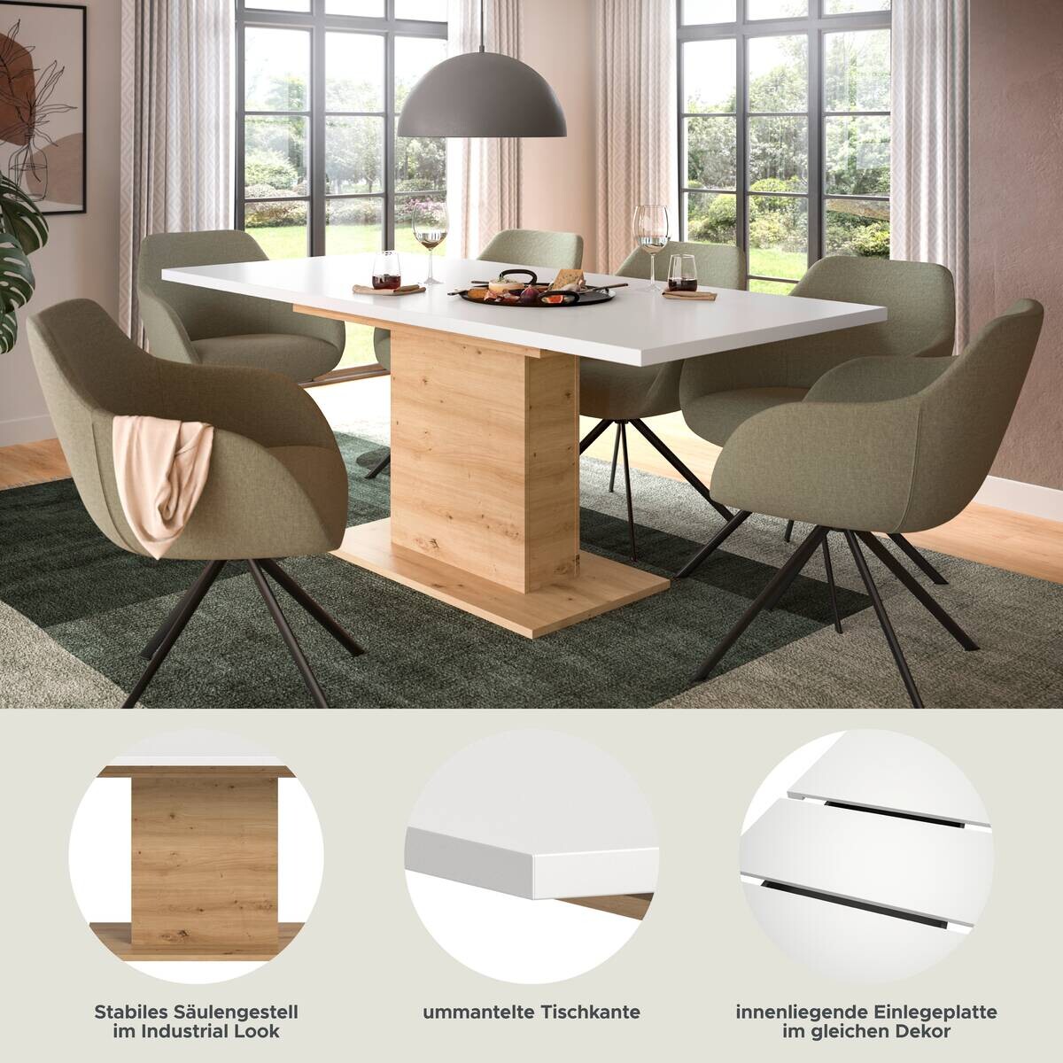 Esstisch MOTION weiß Artisan Nachbildung B/H/T: ca. 150x76x90 cm