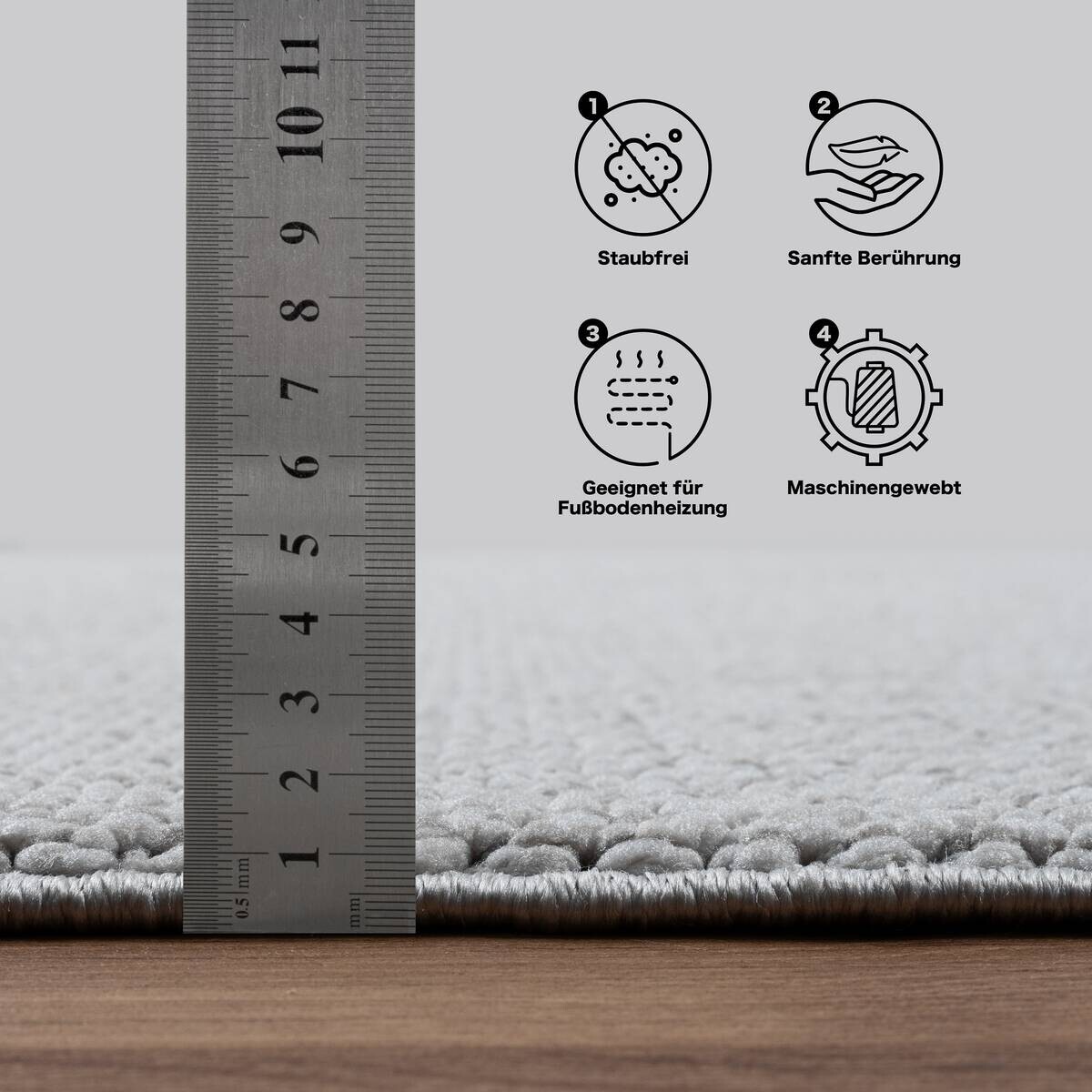 Sanat Teppich LORA PLUS hellgrau B/L: ca. 80x150 cm