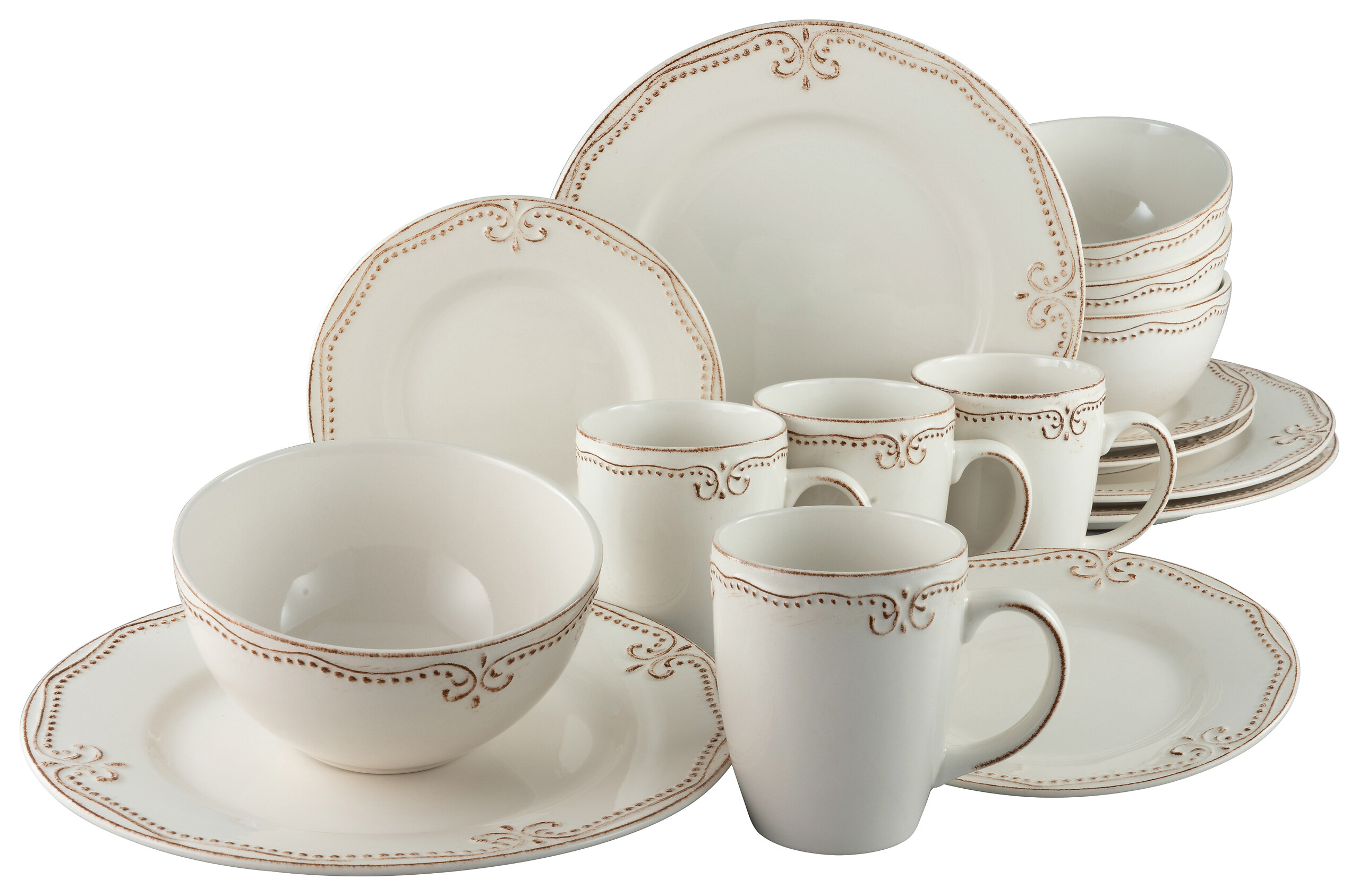 CreaTable Kombiservice Romantic Vintage creme Keramik 16 tlg. CreaTable Kombiservice Romantic Vintage creme Keramik 16 tlg.