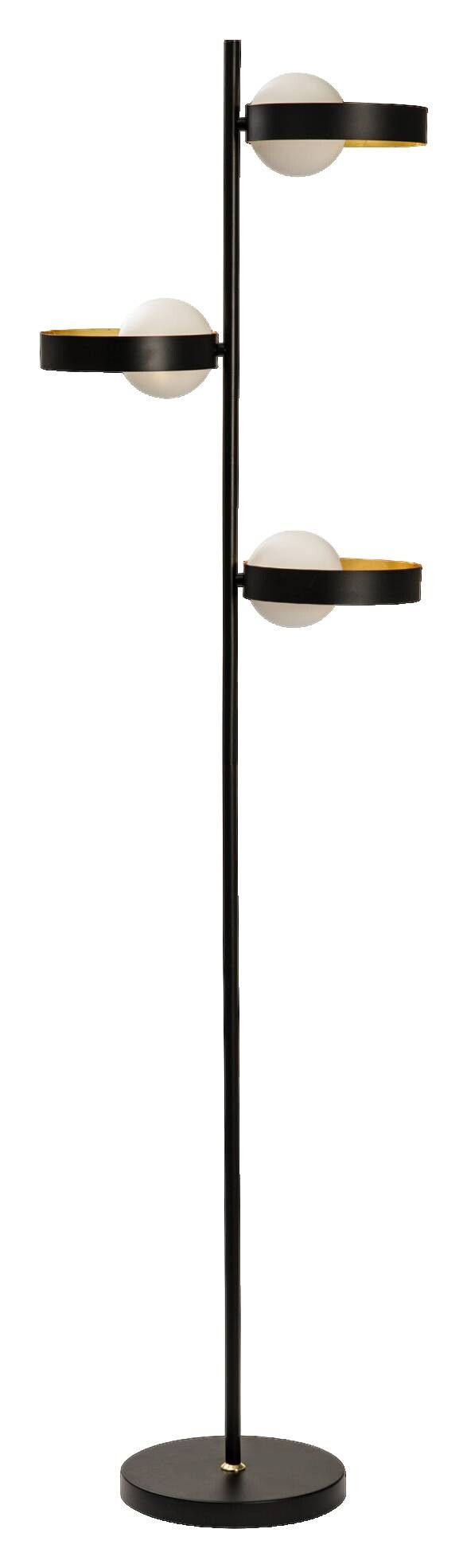 LEDVANCE Stehleuchte Memphis schwarz gold weiß Metall Glas H/D: ca. 148x38,8 cm G9 3 Brennstellen