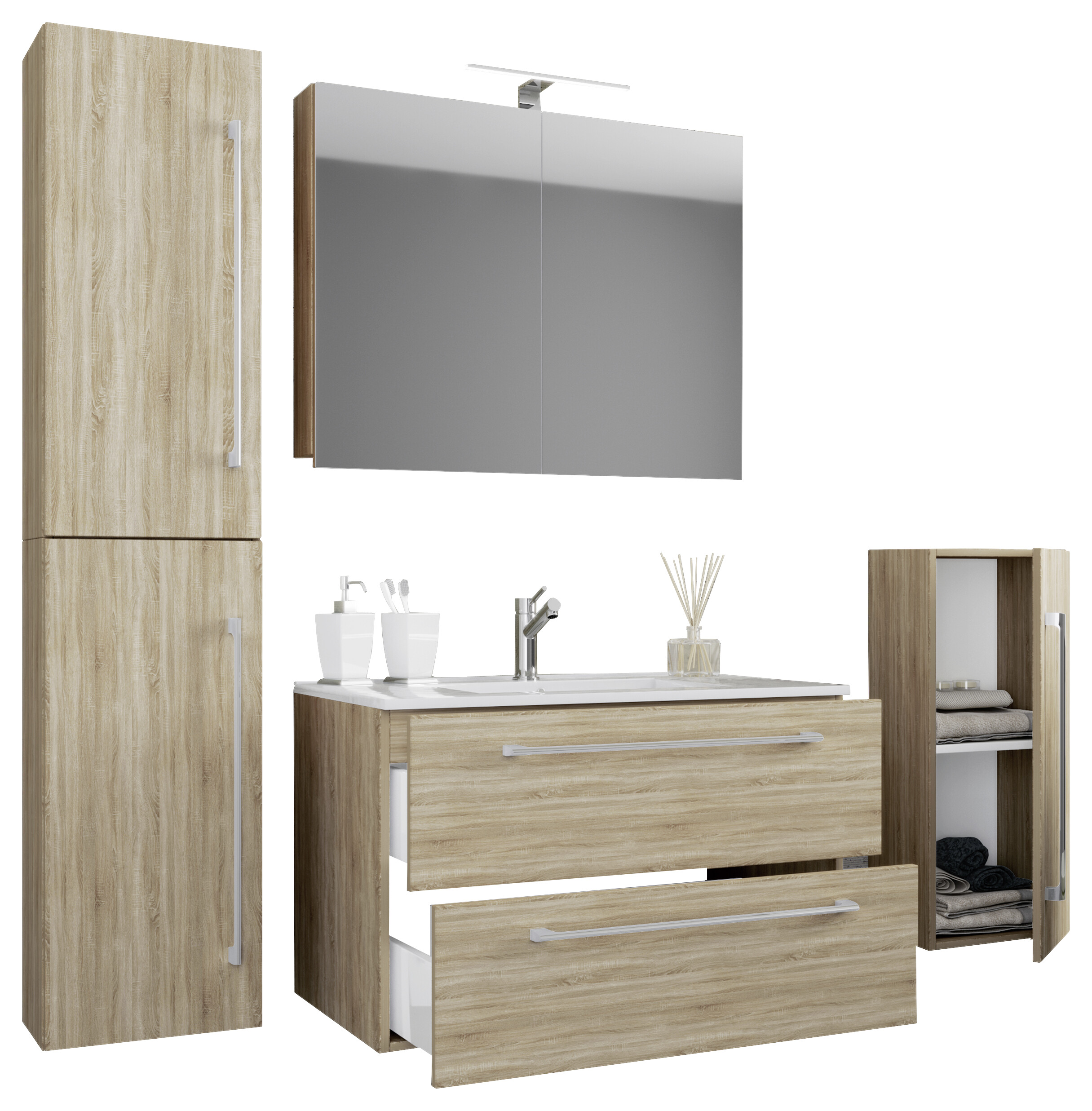 Waschplatz 5tlg-Badinos Eiche Sonoma Nachbildung B/H/T: ca. 60x50x46 cm