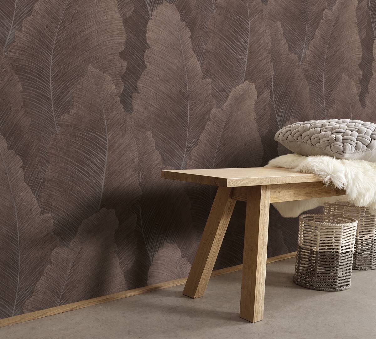 Erismann Vliestapete Blätter braun bronze B/L: ca. 53x1005 cm