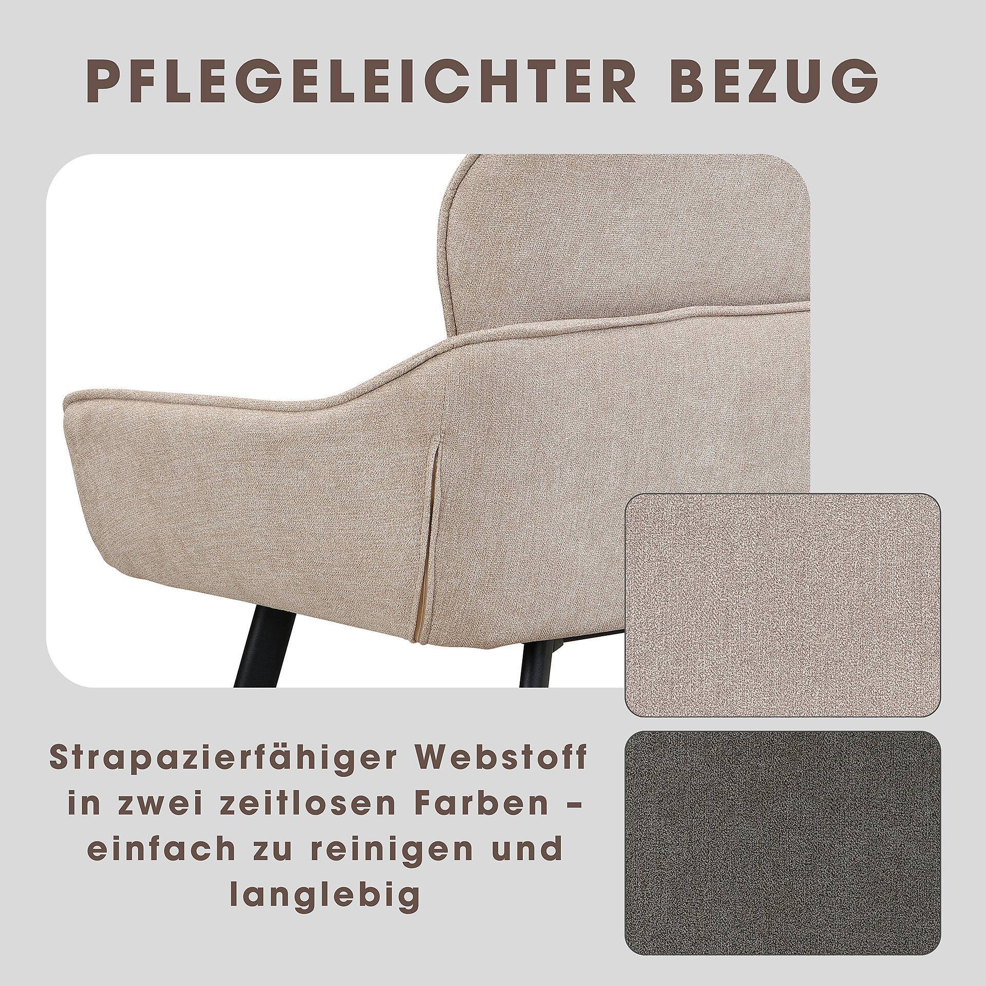 Sitzbank RICO schwarz taupe Metall Stoff B/H/T: ca. 140x90x62 cm