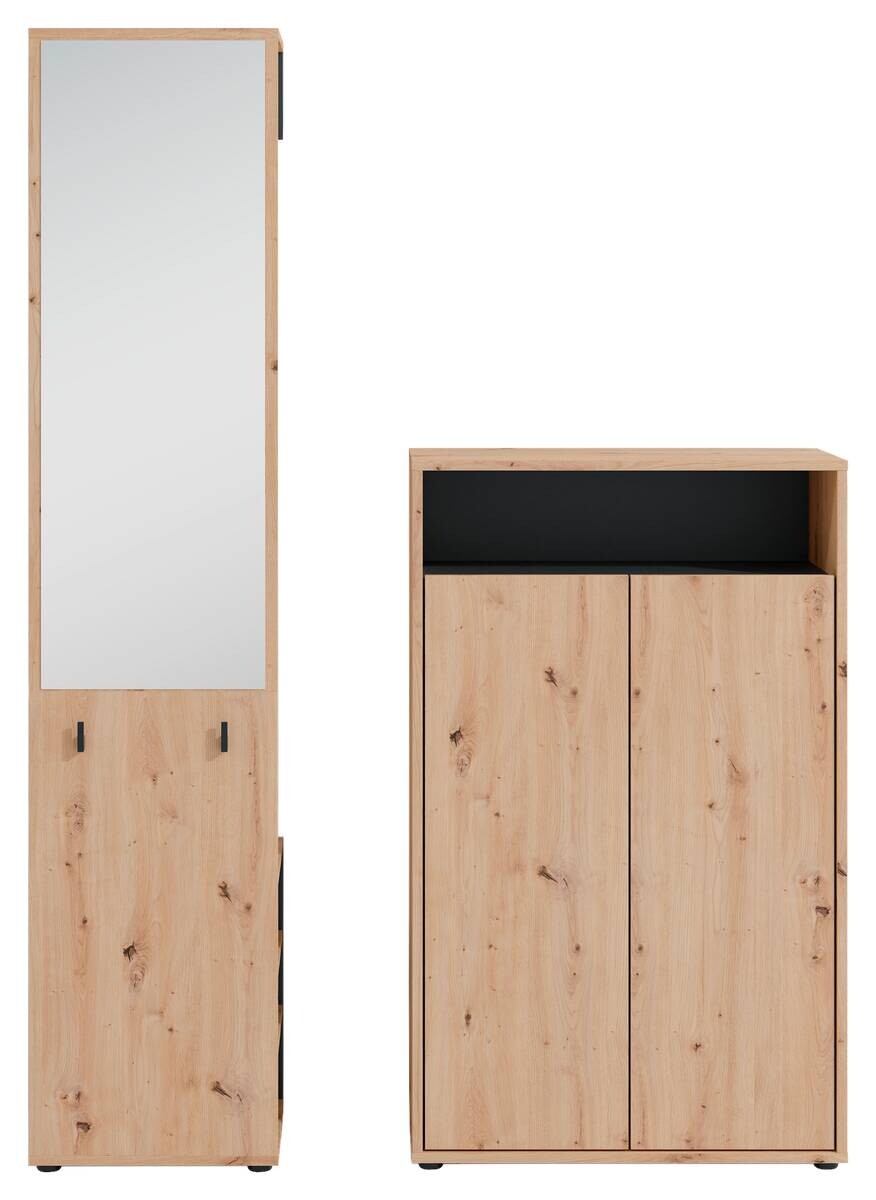 Garderobe Lyon Eiche Artisan Nachbildung schwarz B/H/T: ca. 70x115x33,5 cm