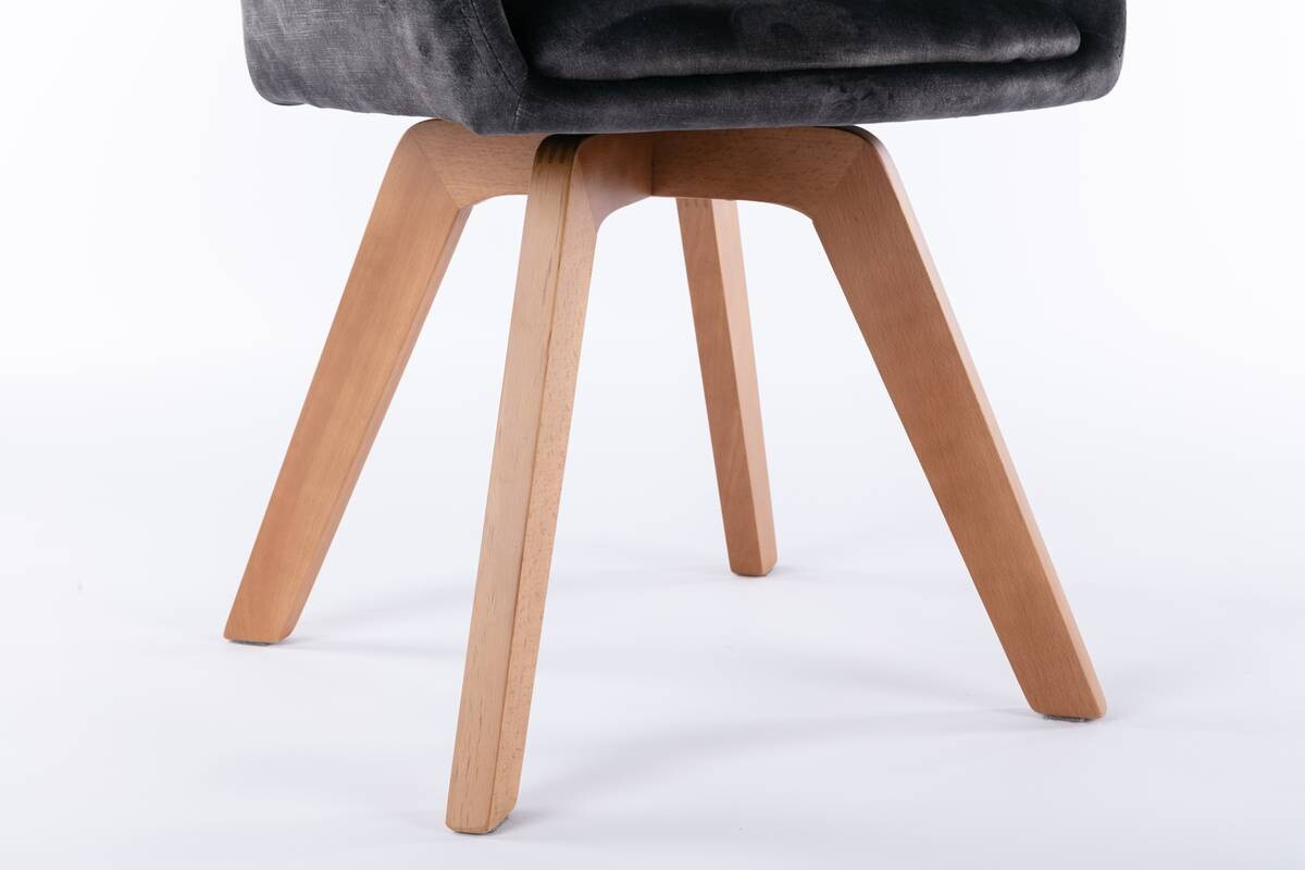 Stuhl KLARA 2er-Set anthrazit Vintage Samt Holz B/H/T: ca. 52x89x63,5 cm