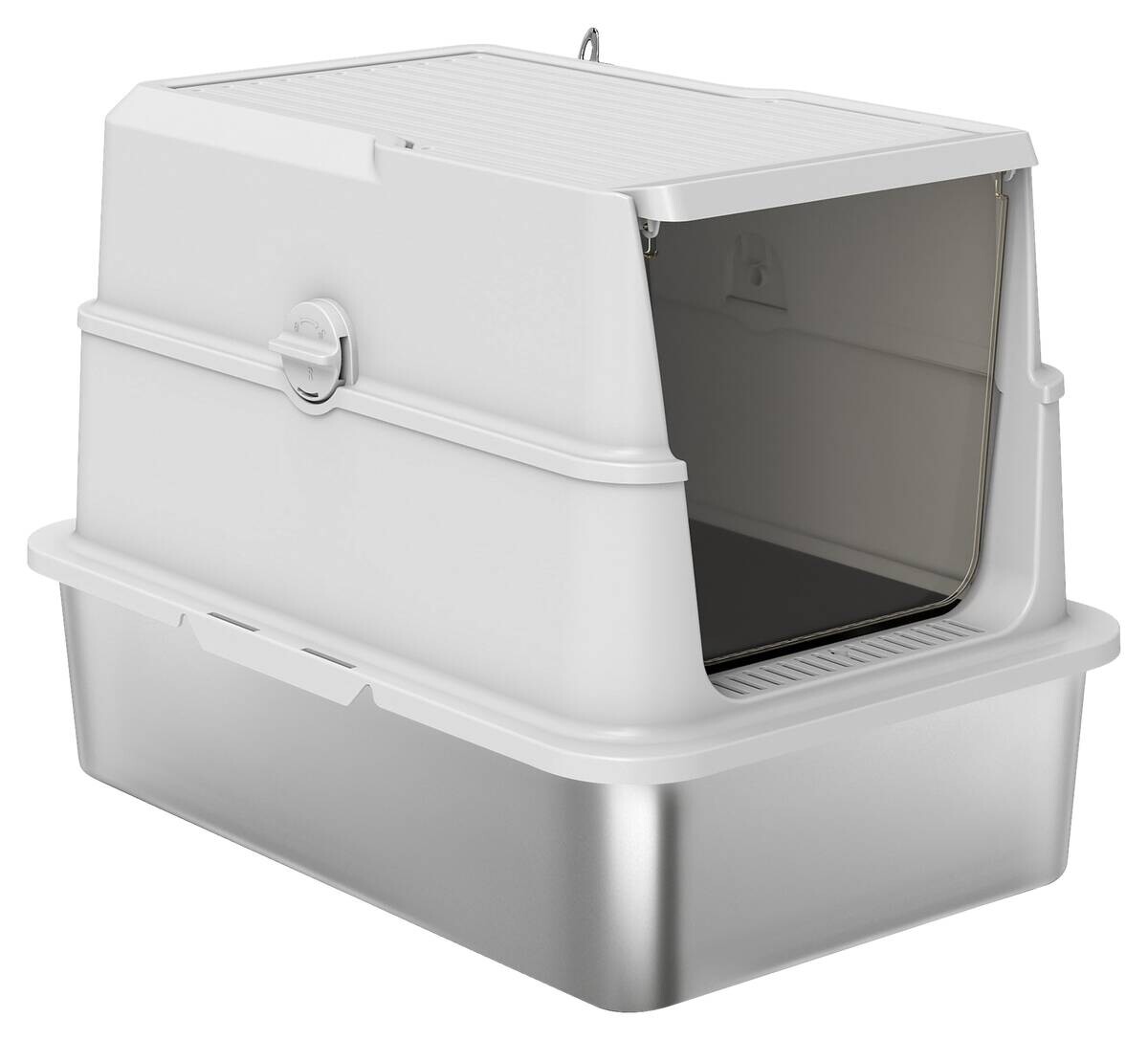 PawHut Katzentoilette hellgrau Kunststoff B/H/L: ca. 40,2x43,3x60,2 cm