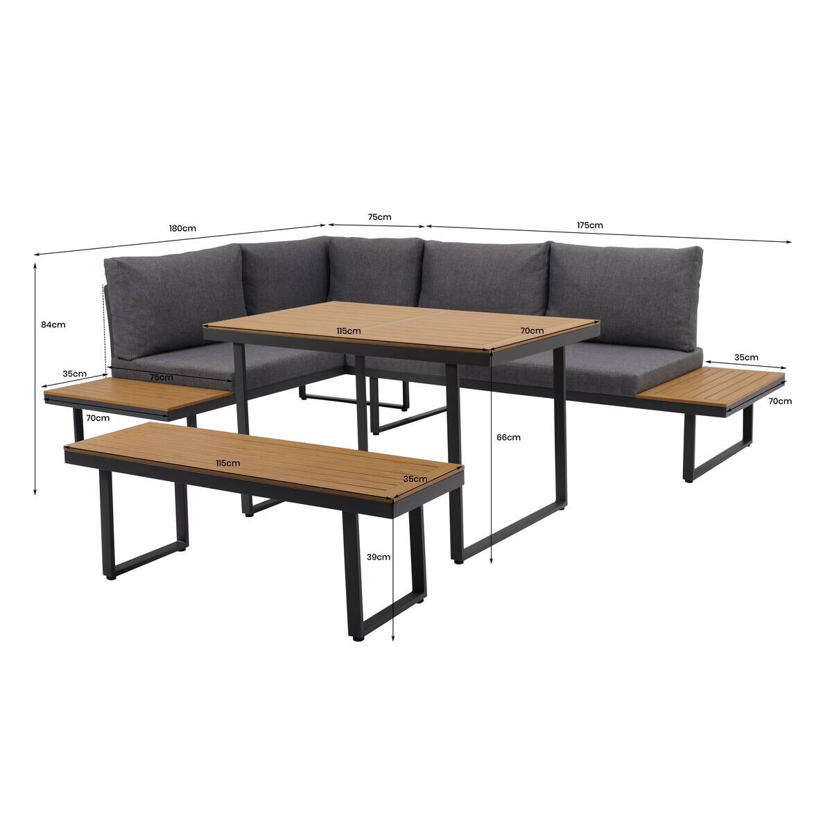 Loungeset Sevilla anthrazit Aluminium