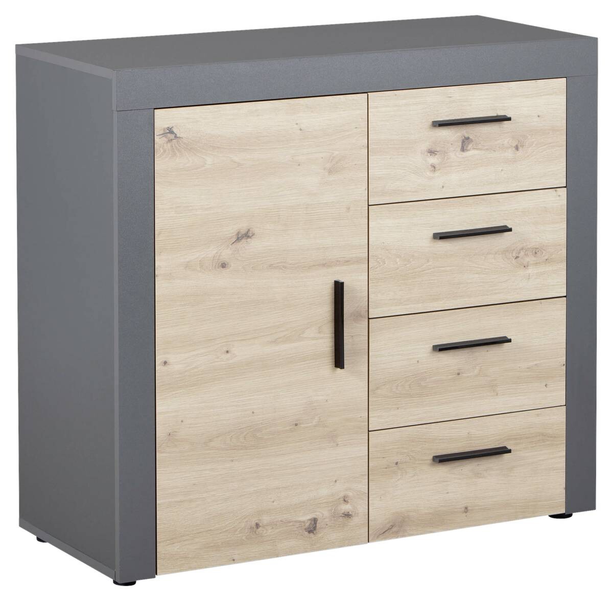 Kommode Corbeto 1T4S anthrazit Artisan Nachbildung B/H/T: ca. 94x86x40 cm