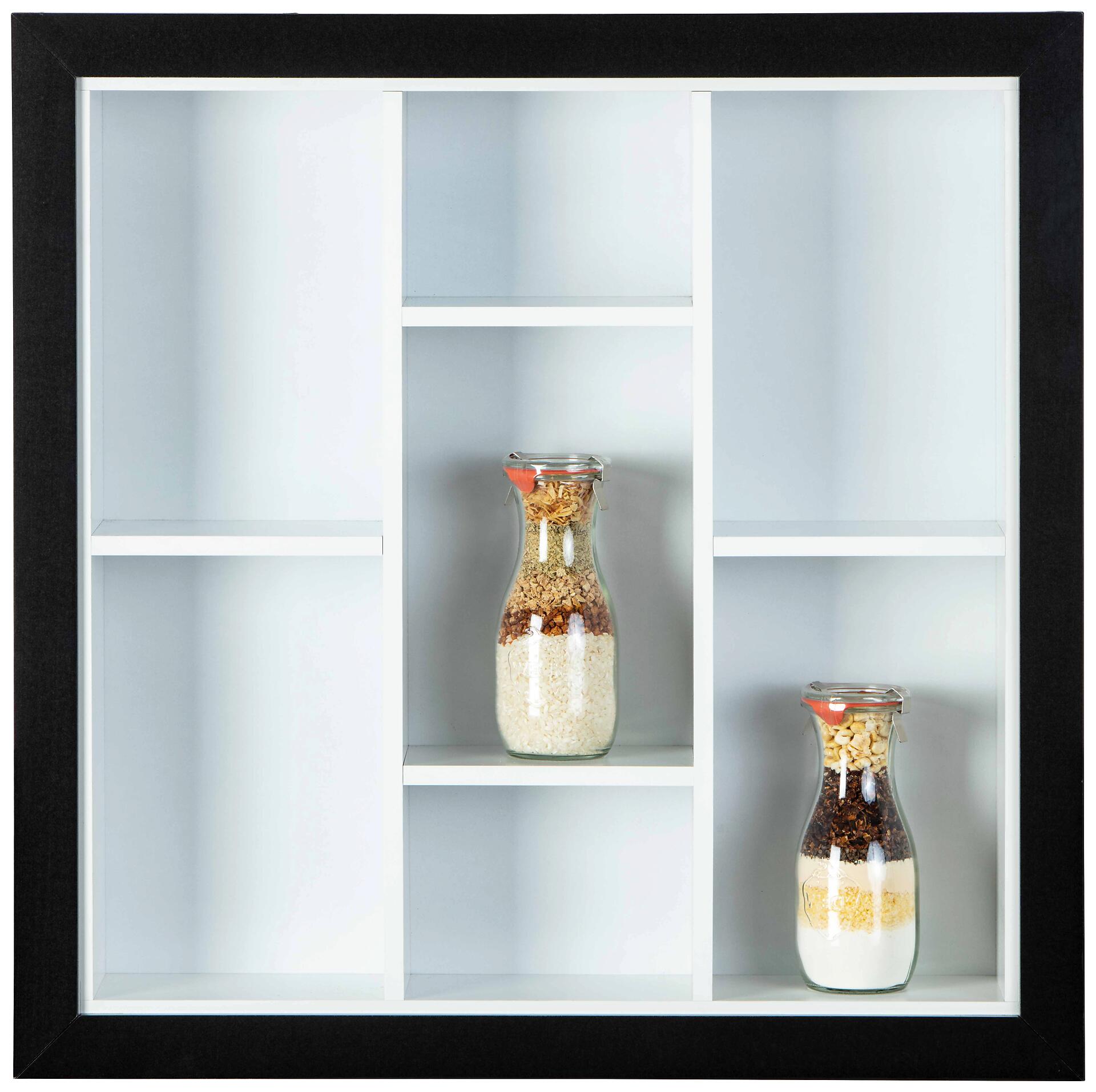 Vitrine Septem schwarz weiß B/H/T: ca. 66,5x66,5x13,7 cm