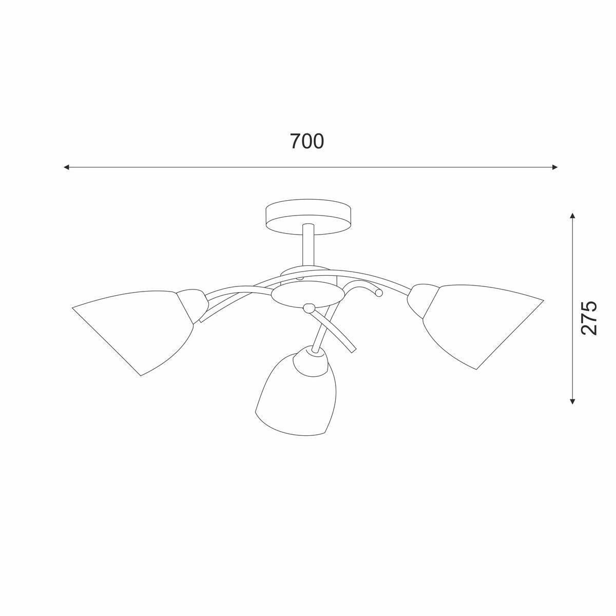Lamkur Deckenleuchte Donna nickel Metall Glas H/L: ca. 25x51 cm E27 3 Brennstellen